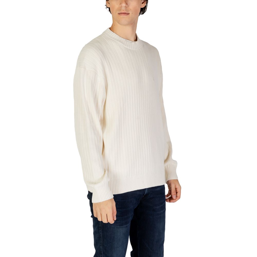 Calvin Klein Jeans – Cremefarbener Baumwollpullover