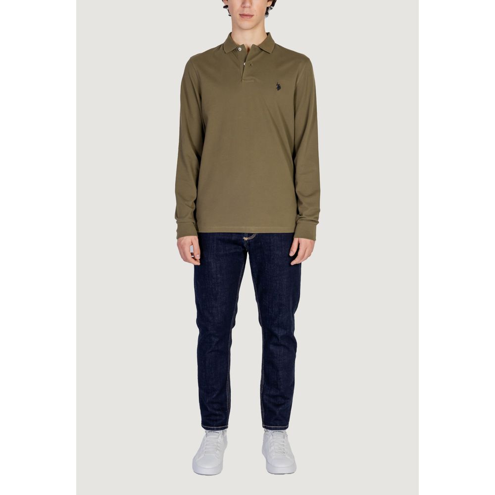 US POLO ASSN. Grünes Langarmshirt aus Baumwolle