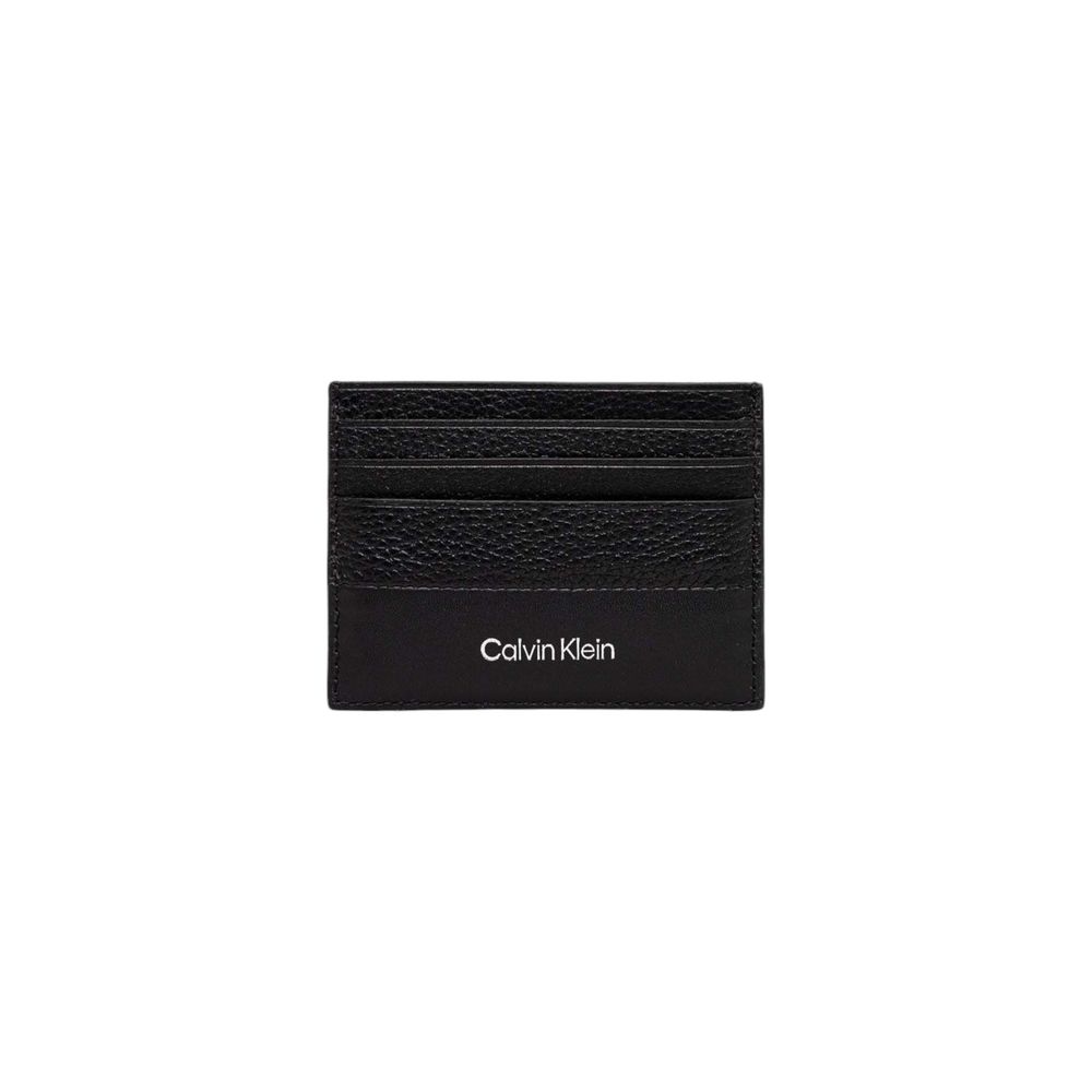 Calvin Klein – Kartenetui aus schwarzem Leder