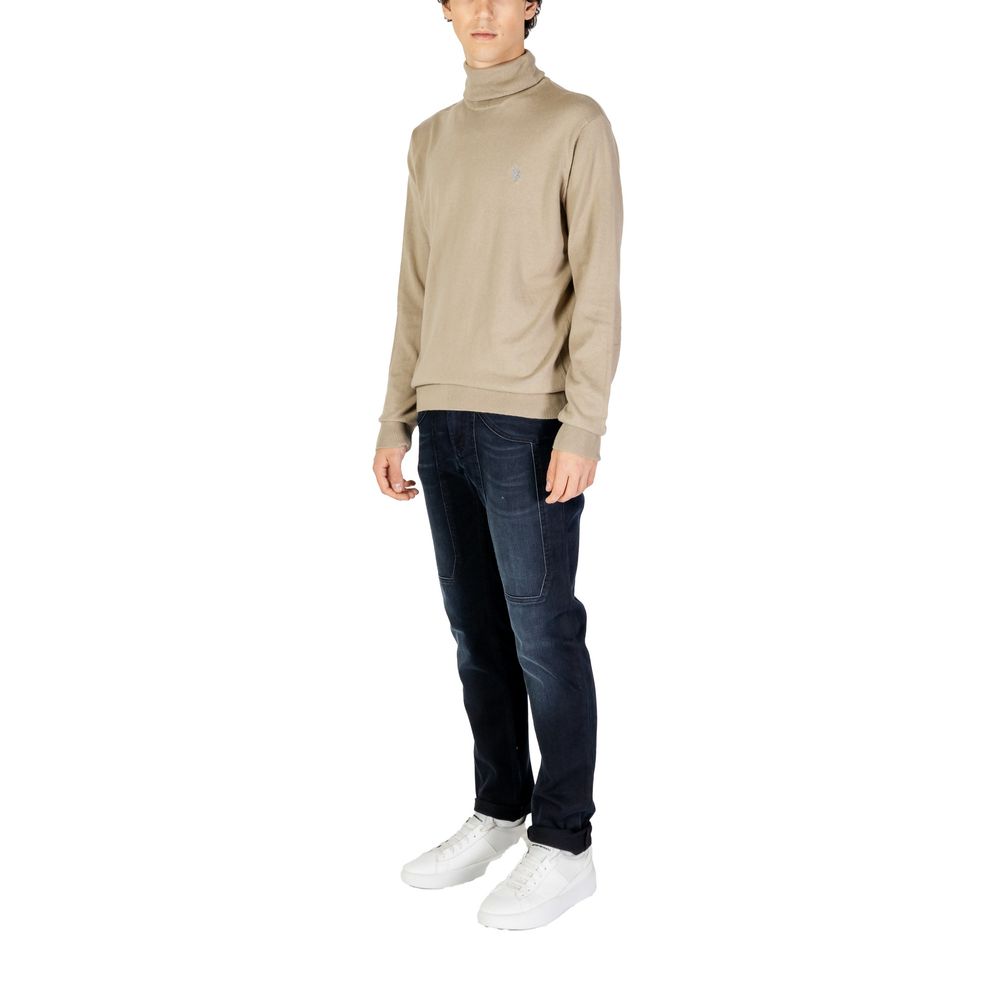 Pulover bej din bumbac US POLO ASSN.