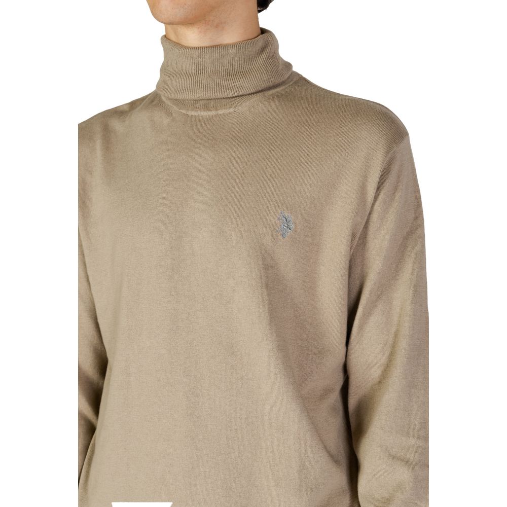 Pulover bej din bumbac US POLO ASSN.