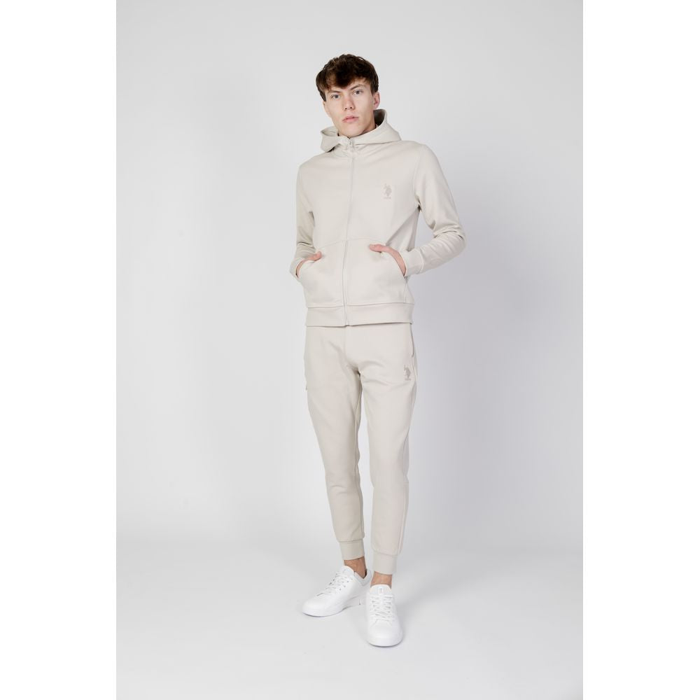 Pulover bej din bumbac US POLO ASSN.
