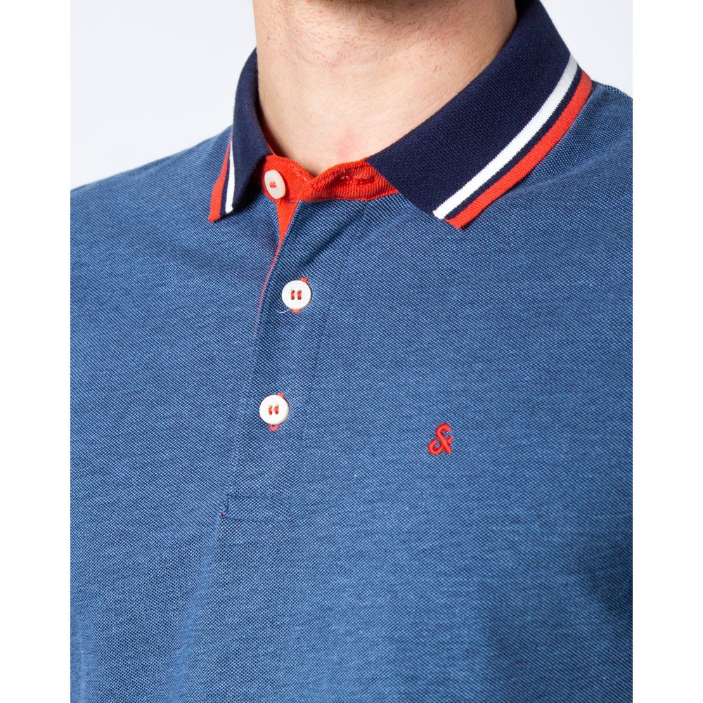 Tricou polo albastru din bumbac Jack Jones