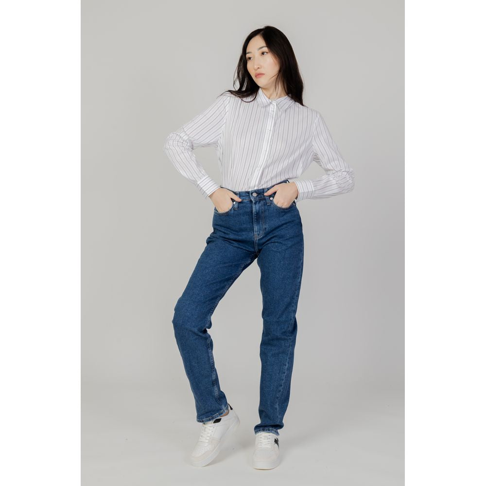 Blugi și pantaloni din bumbac albastru Calvin Klein Jeans