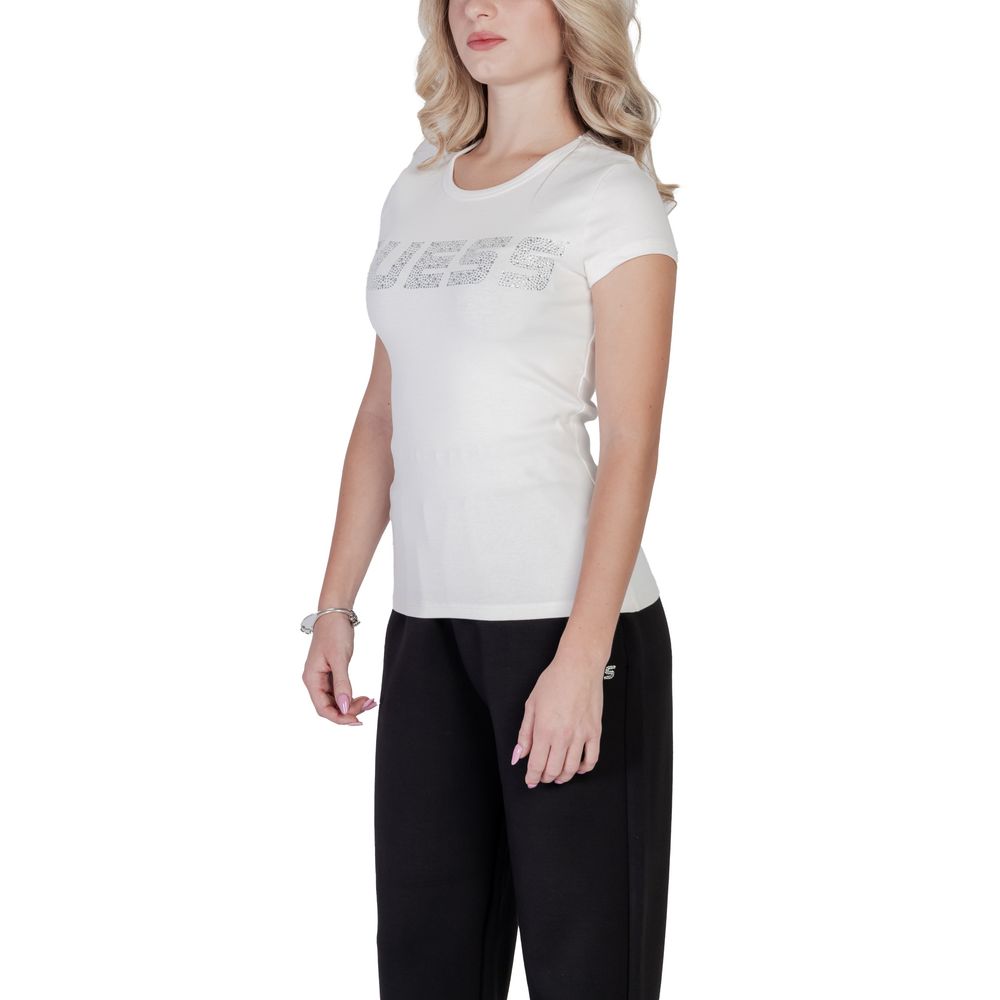 Tricou Guess Active din bumbac crem