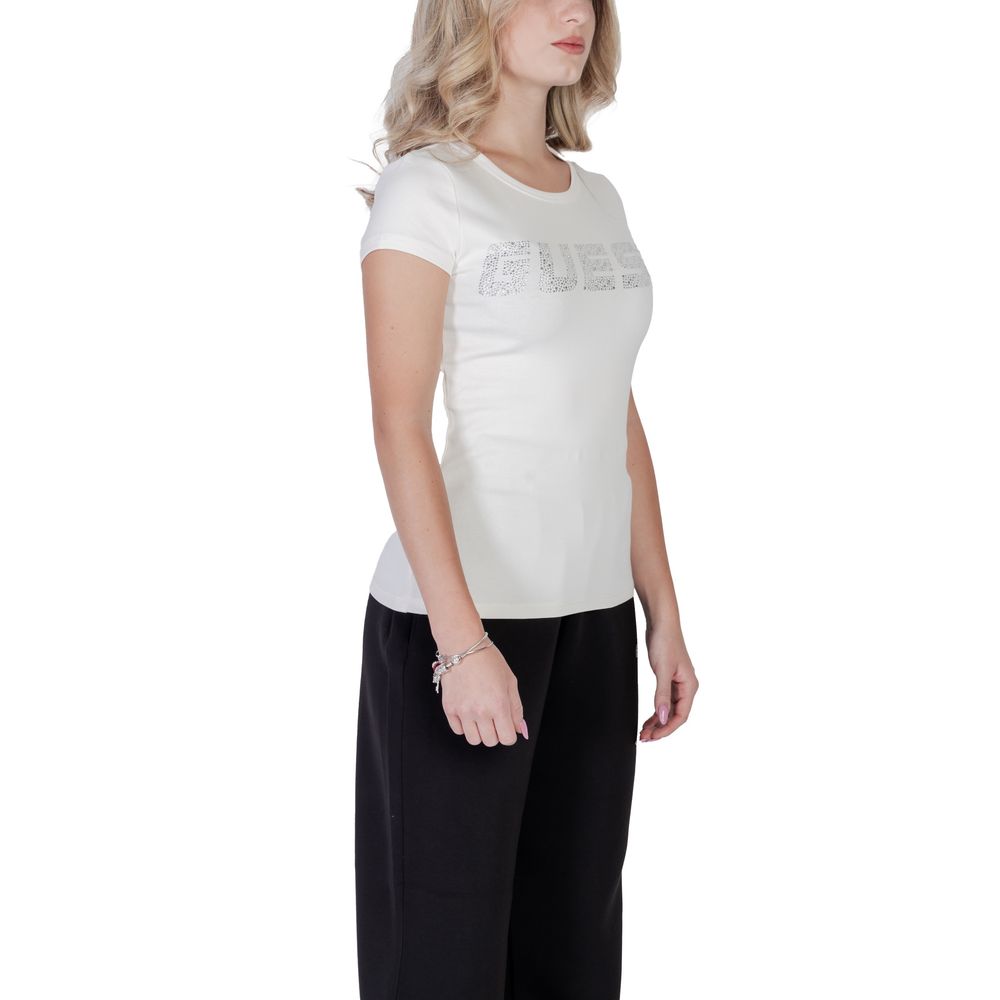 Tricou Guess Active din bumbac crem