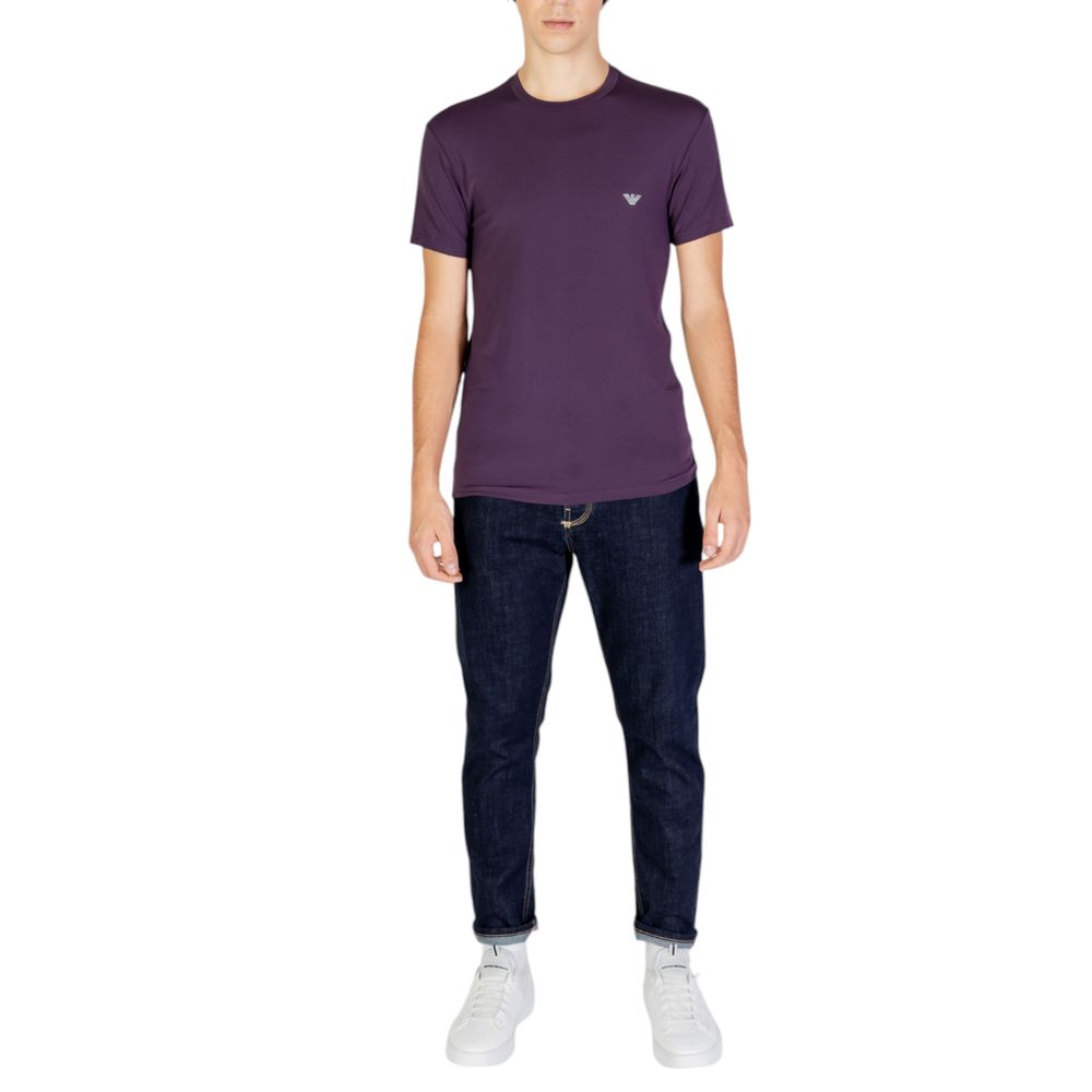 Tricou Emporio Armani Underwear violet cu imprimeu modal