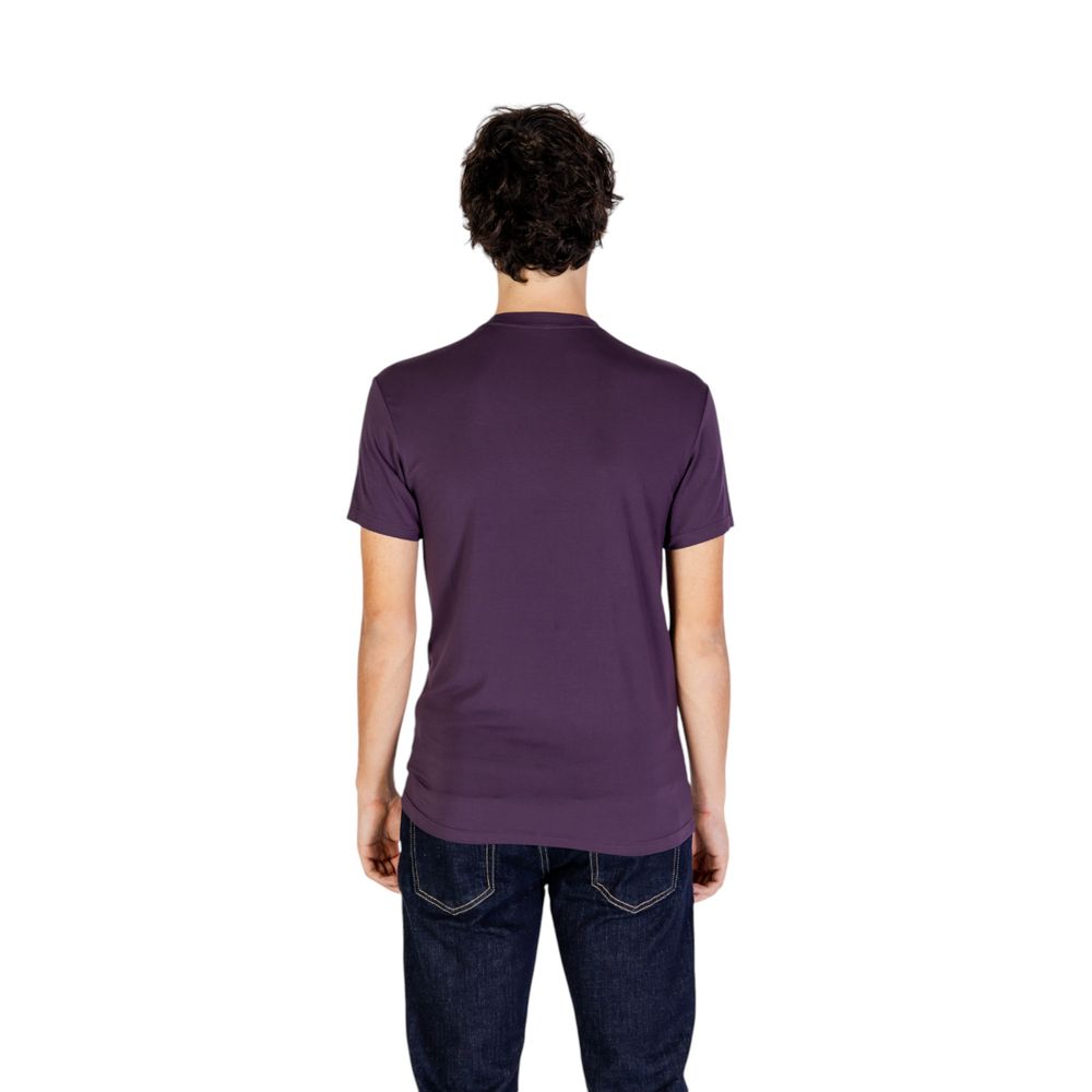 Tricou Emporio Armani Underwear violet cu imprimeu modal