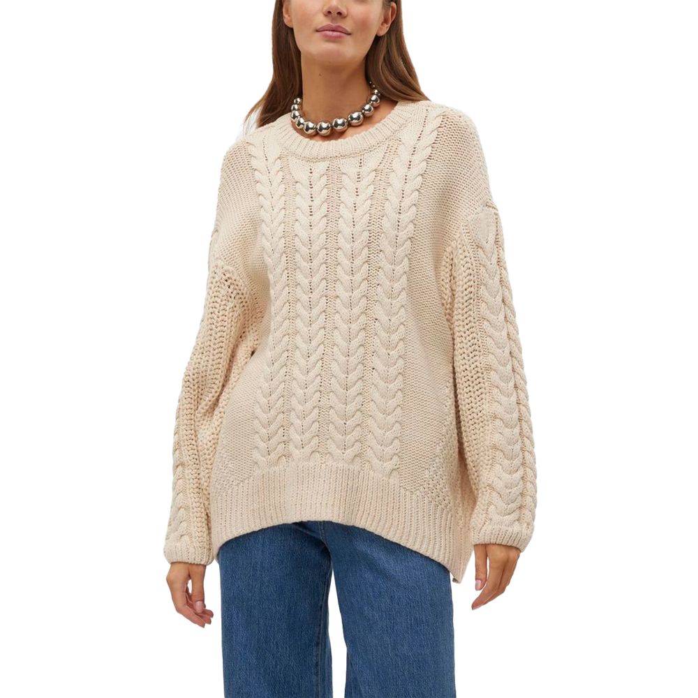 Pulover bej din bumbac Vero Moda