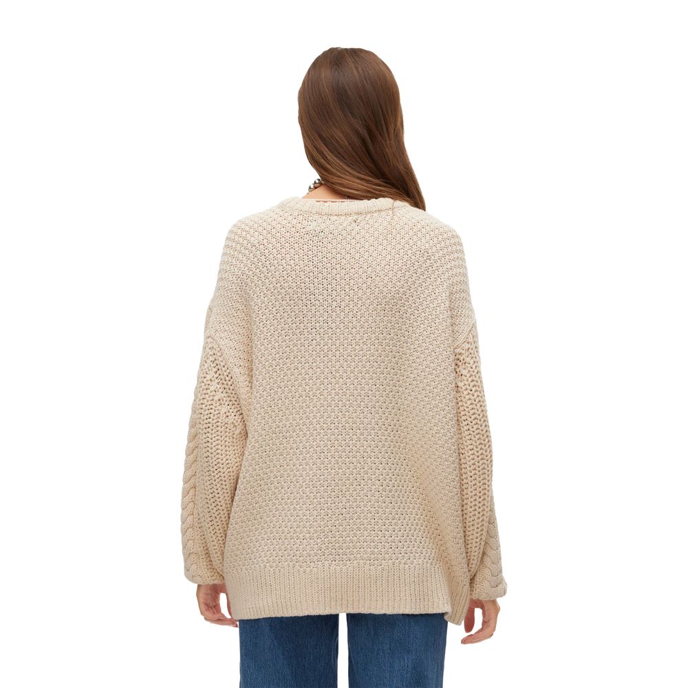 Pulover bej din bumbac Vero Moda