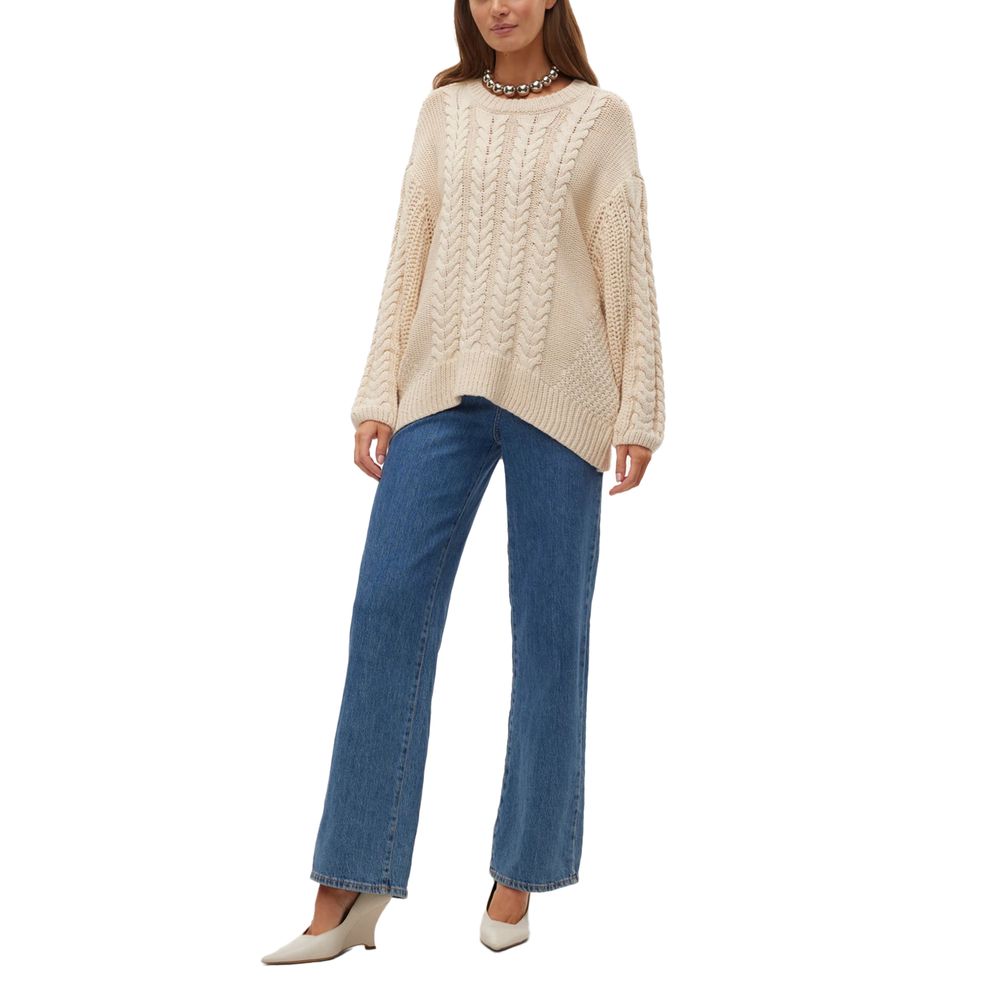 Pulover bej din bumbac Vero Moda