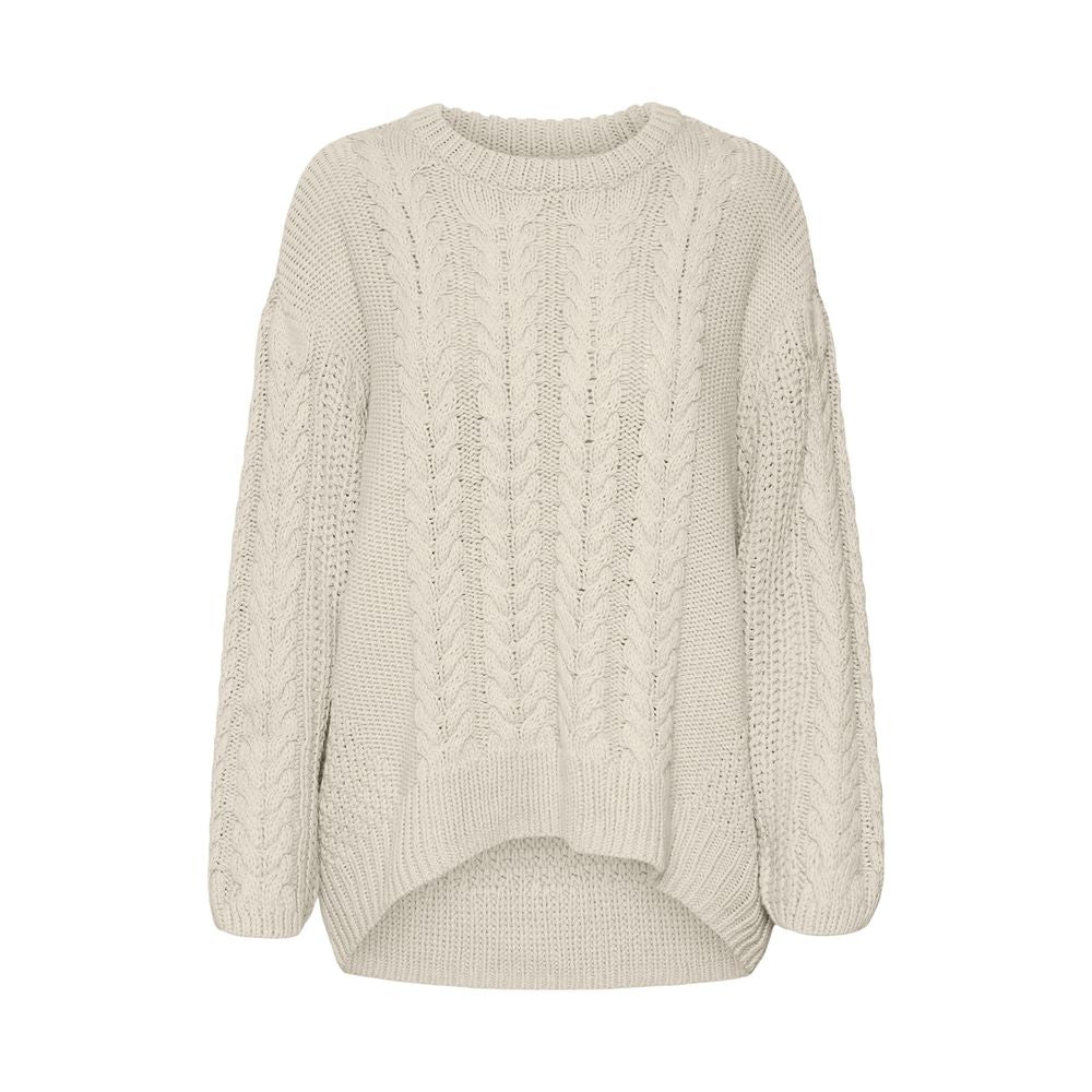 Pulover bej din bumbac Vero Moda