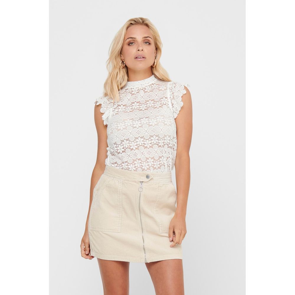 Jacqueline De Yong Cremefarbenes Polyester-Top