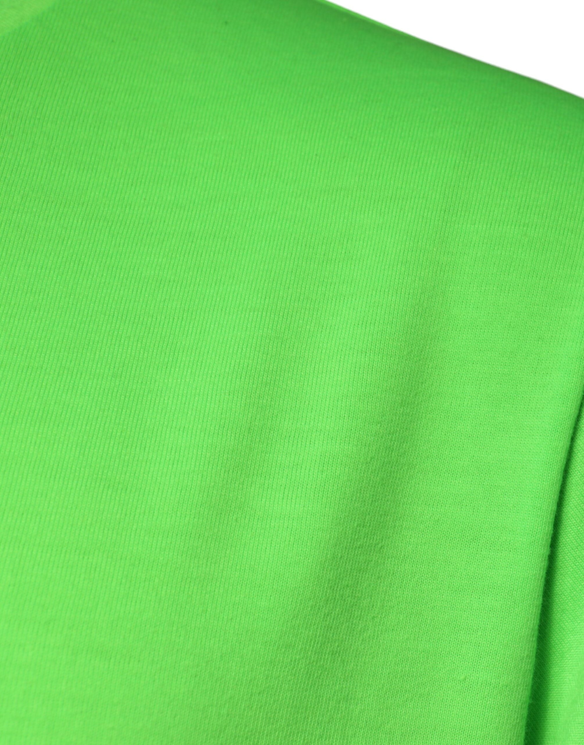 Tricou Dolce & Gabbana cu mânecă scurtă și guler rotund și logo verde