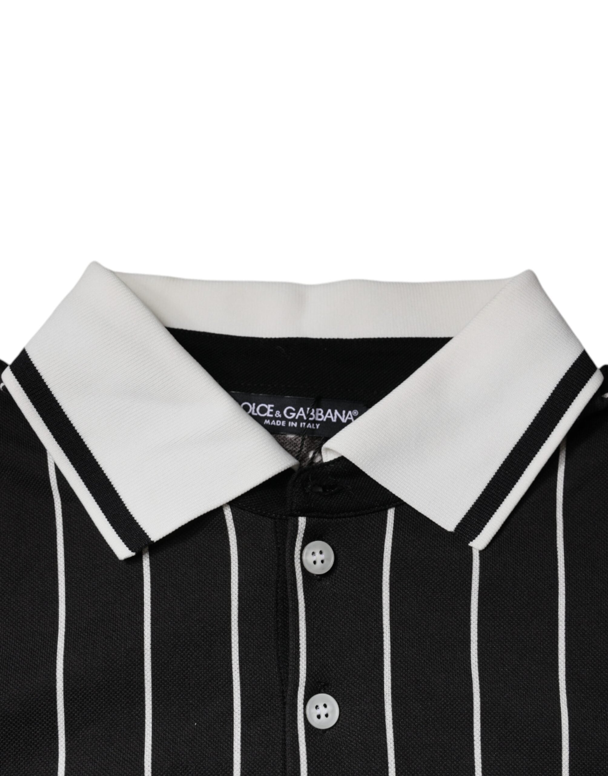 Tricou polo cu guler și dungi albe negre Dolce & Gabbana