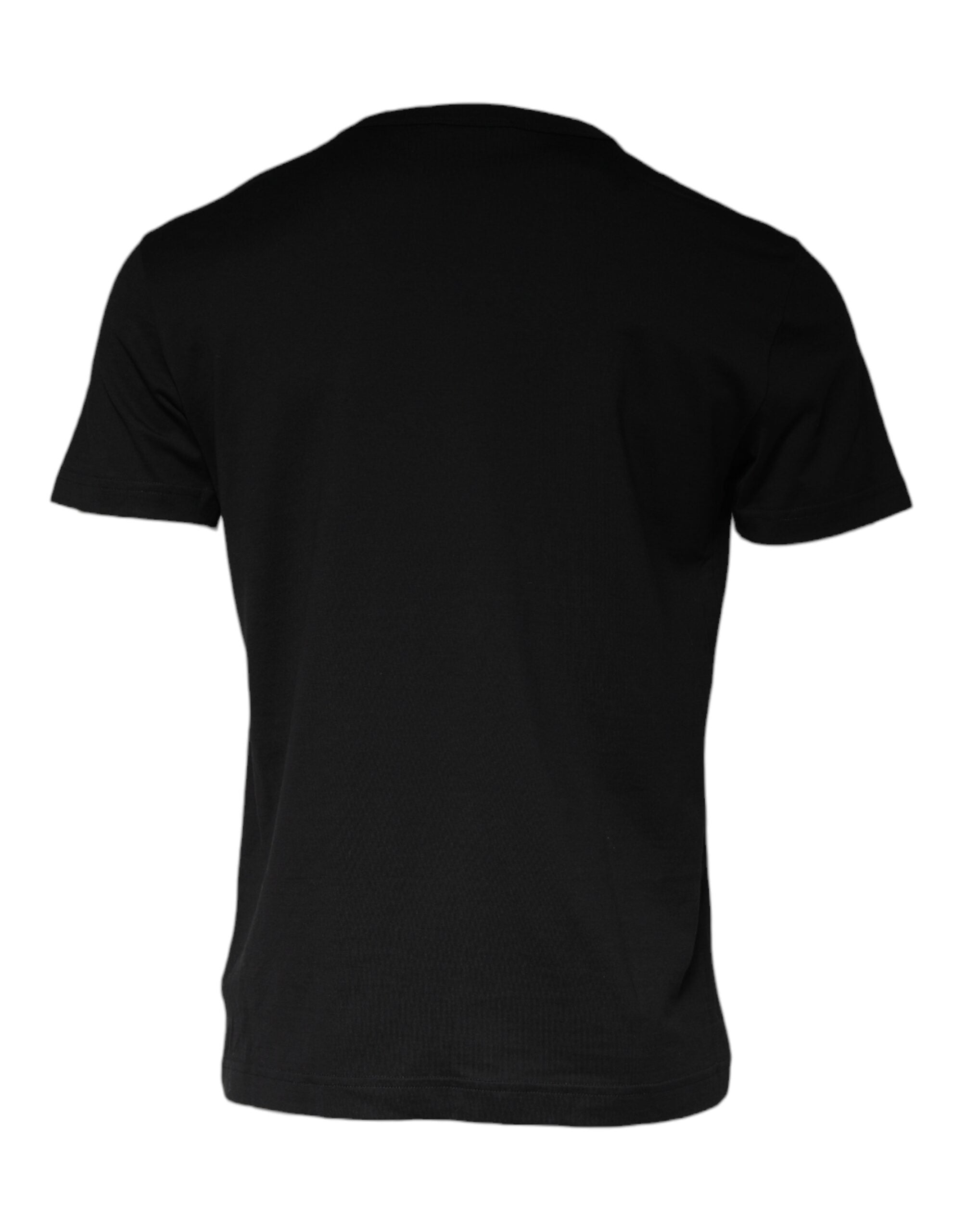 Tricou Dolce & Gabbana cu colier negru din bumbac și decorațiuni