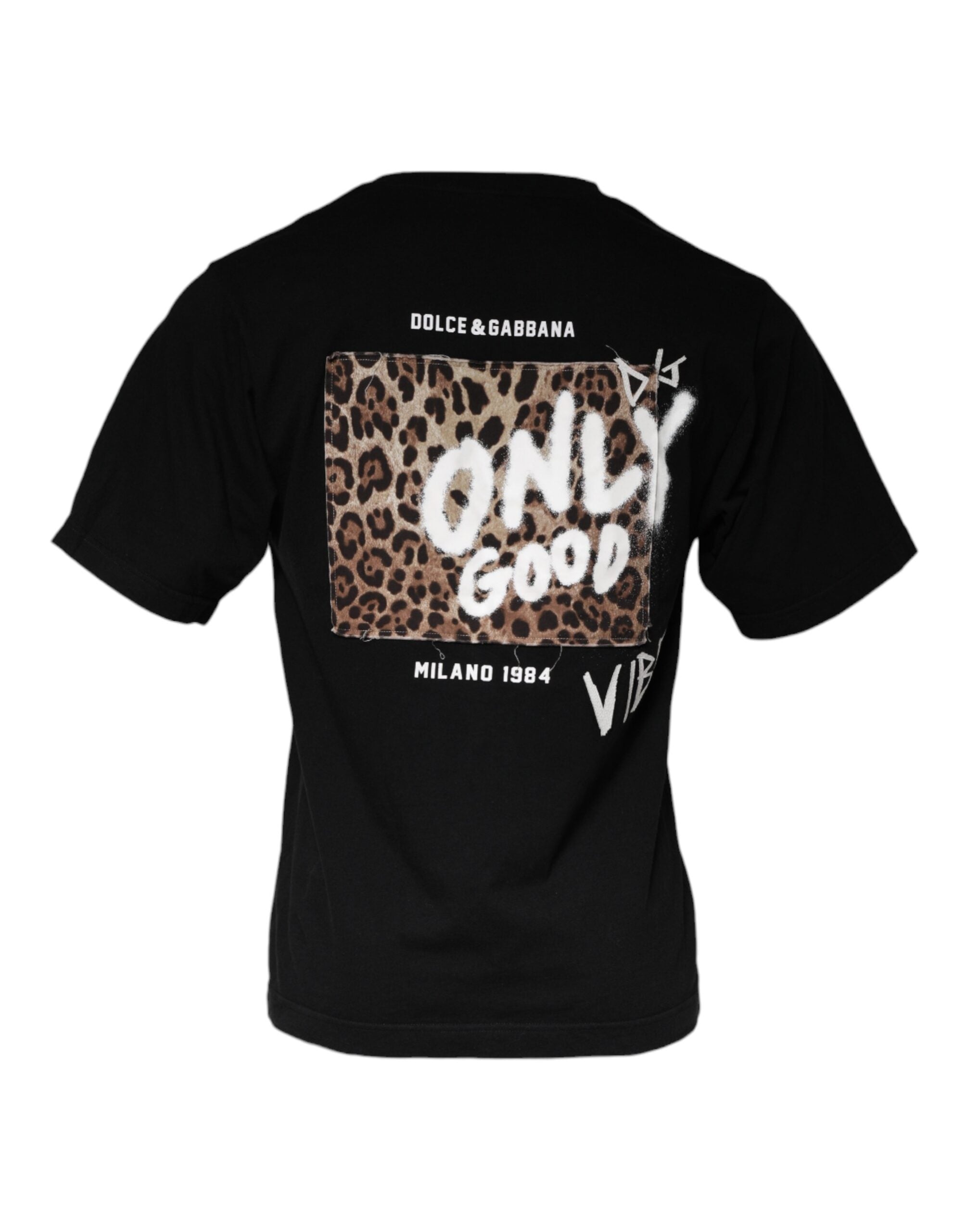 Dolce & Gabbana Schwarzes Baumwoll-T-Shirt mit Rundhalsausschnitt und Amore-Print