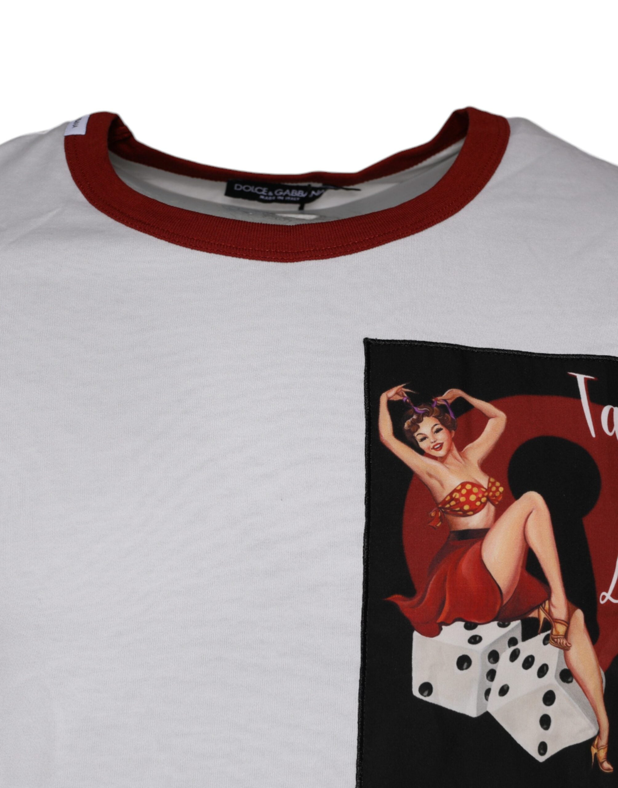 Dolce & Gabbana – Weißes Baumwoll-T-Shirt mit Rundhalsausschnitt und grafischem Print