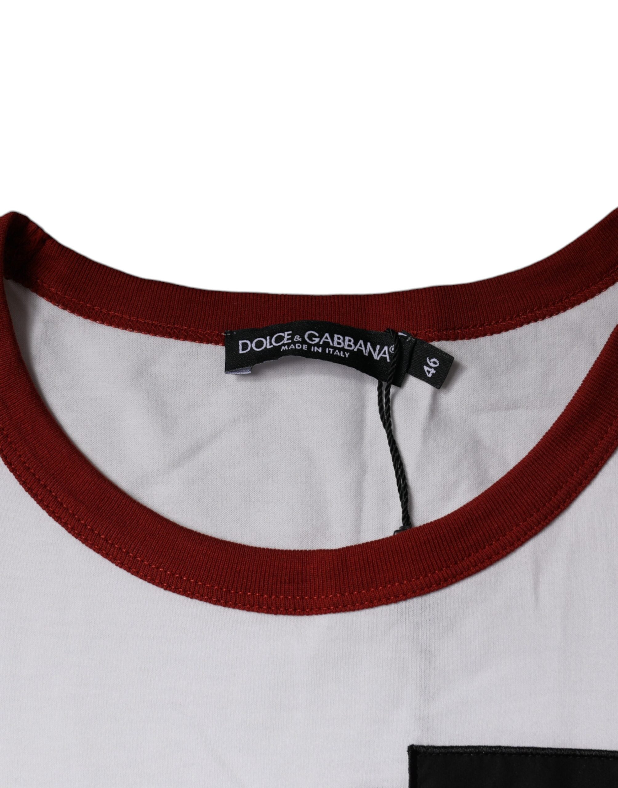 Dolce & Gabbana – Weißes Baumwoll-T-Shirt mit Rundhalsausschnitt und grafischem Print