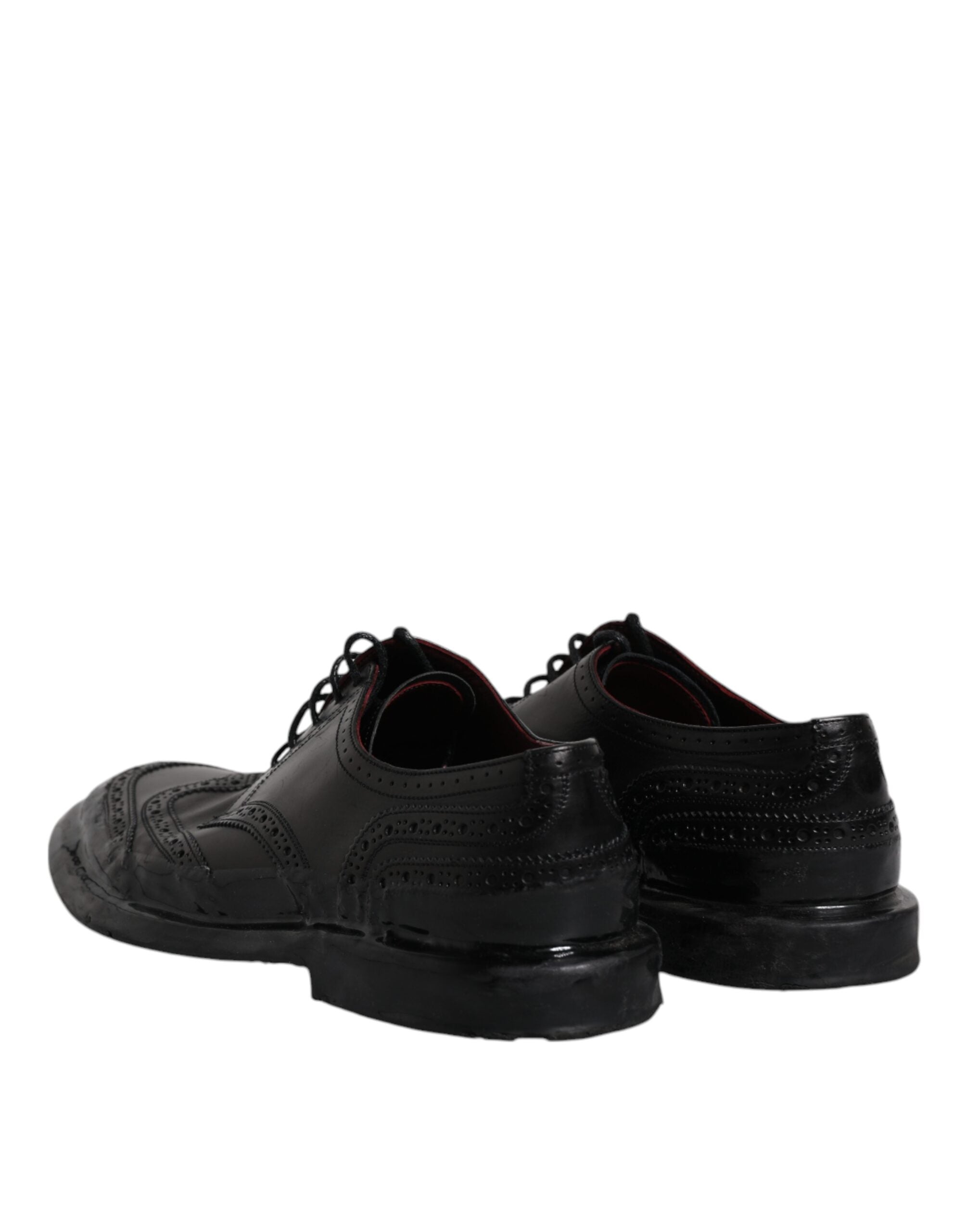Dolce & Gabbana – Formelle Derby-Schuhe aus schwarzem Leder mit Flügelkappe