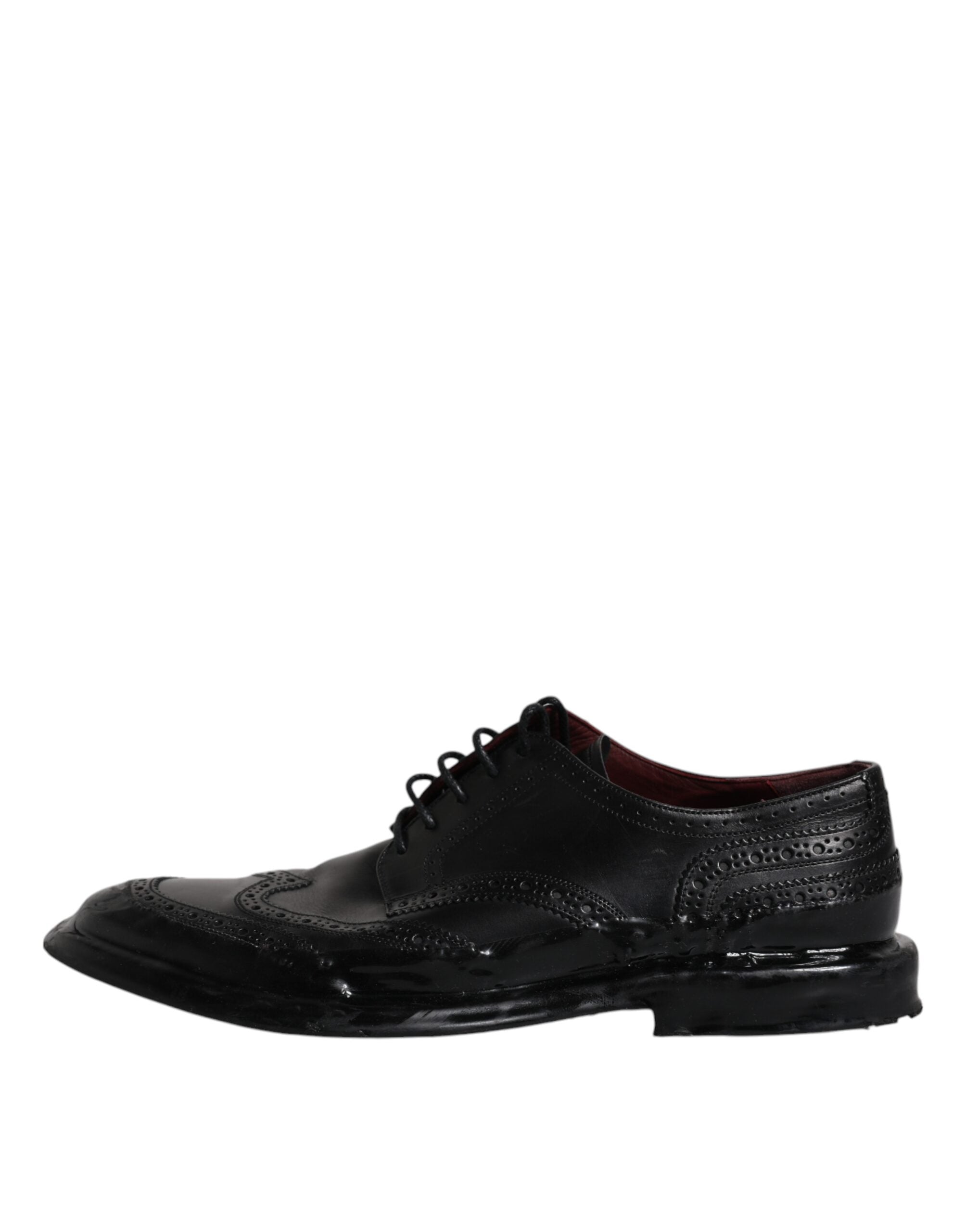 Dolce & Gabbana – Formelle Derby-Schuhe aus schwarzem Leder mit Flügelkappe