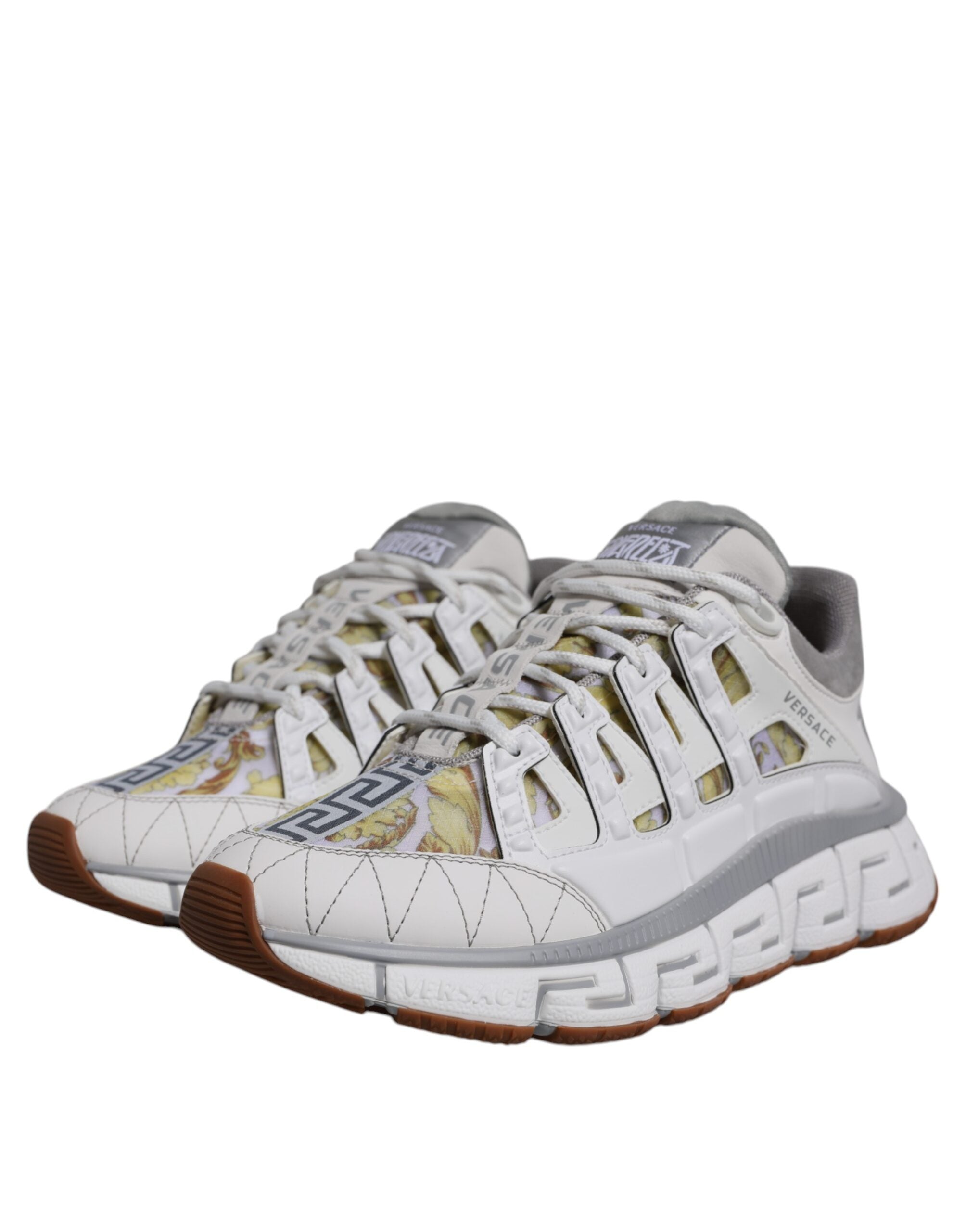 Versace – Weiße niedrige Sneakers mit Trigreca-Barocco-Print