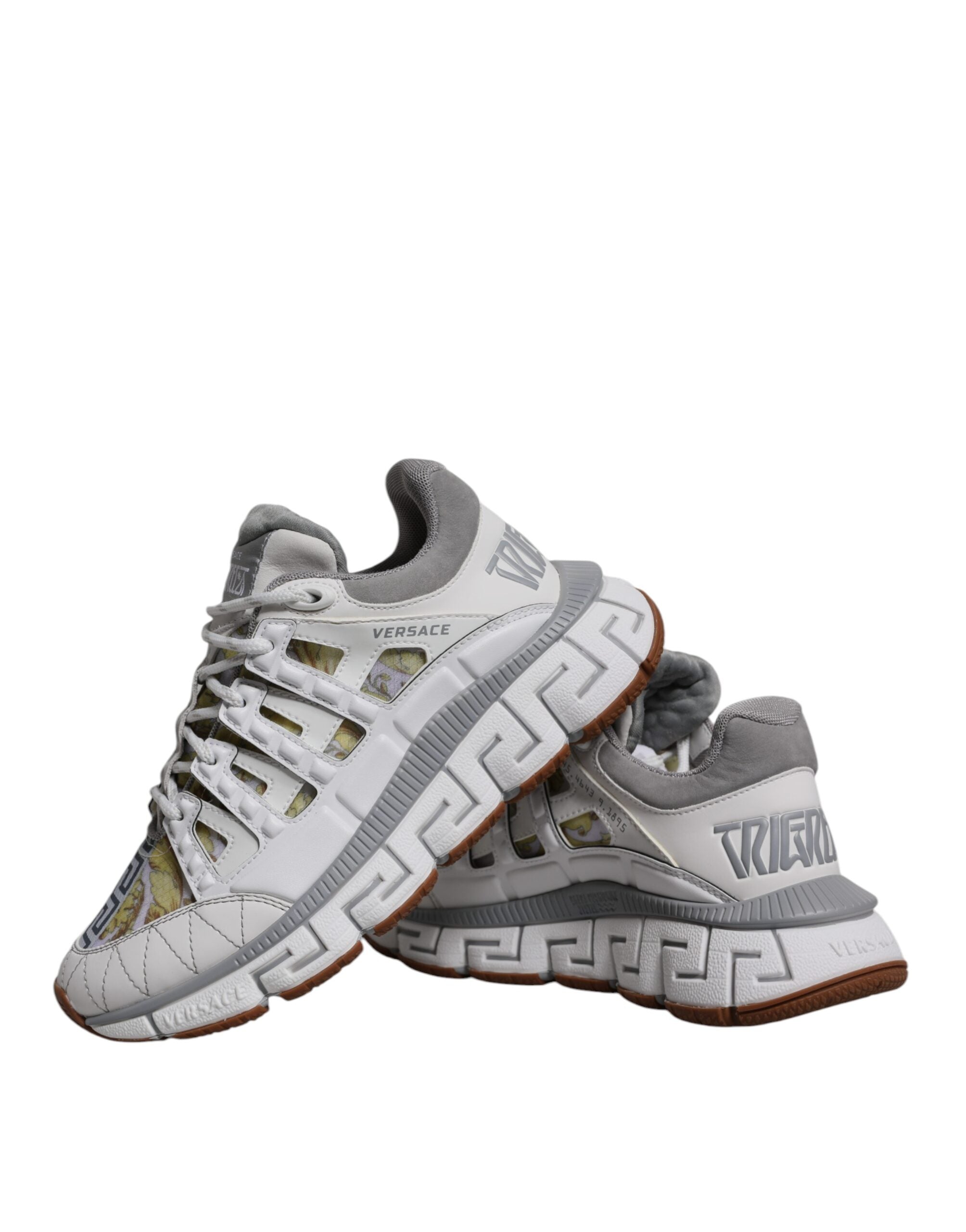 Versace – Weiße niedrige Sneakers mit Trigreca-Barocco-Print