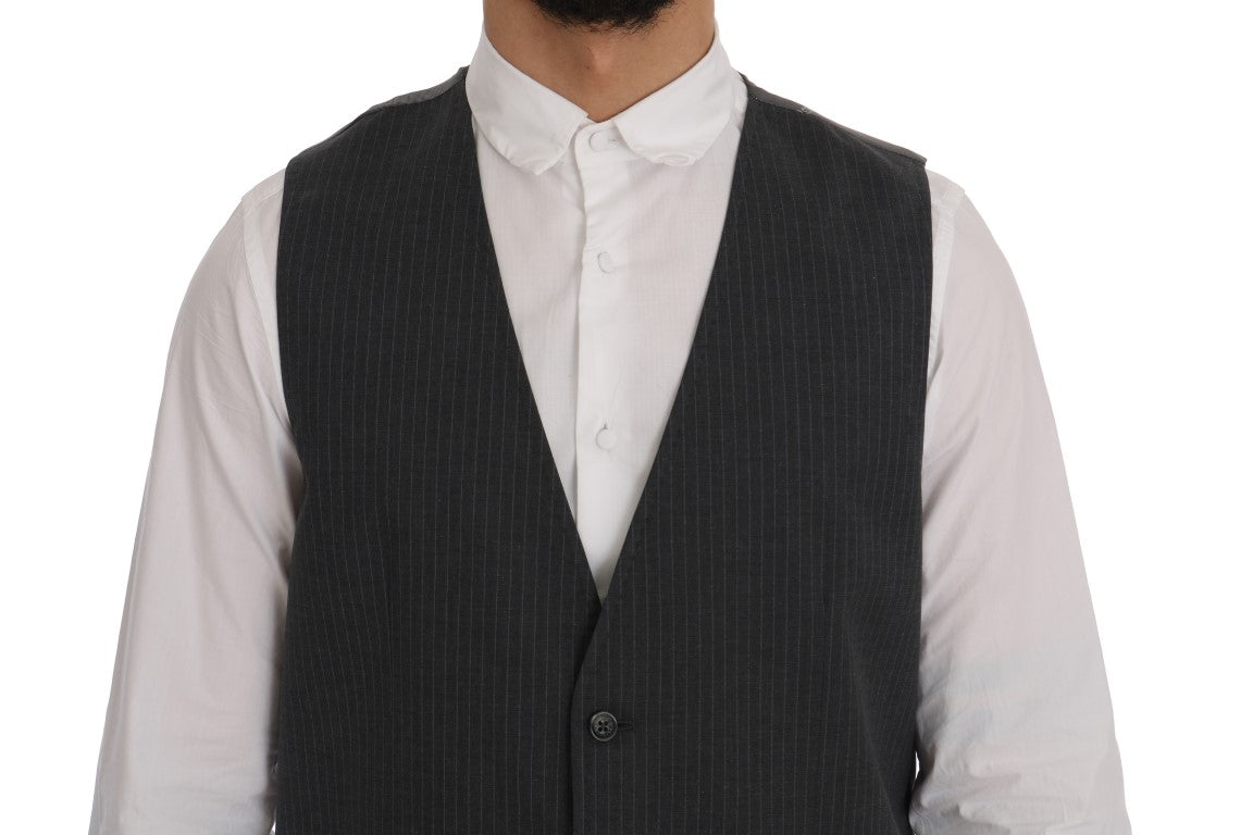 Dolce & Gabbana Elegante grau gestreifte Weste