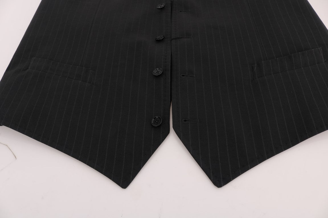 Dolce & Gabbana Elegante grau gestreifte Herrenweste
