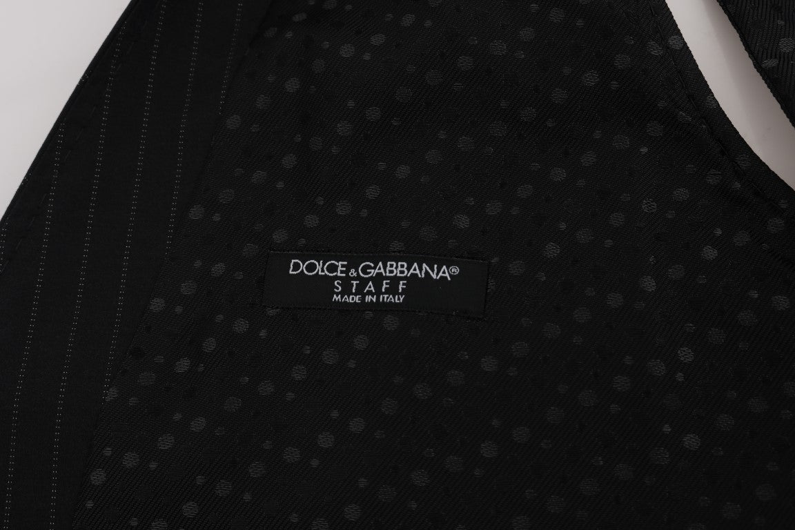 Dolce & Gabbana Elegante grau gestreifte Herrenweste