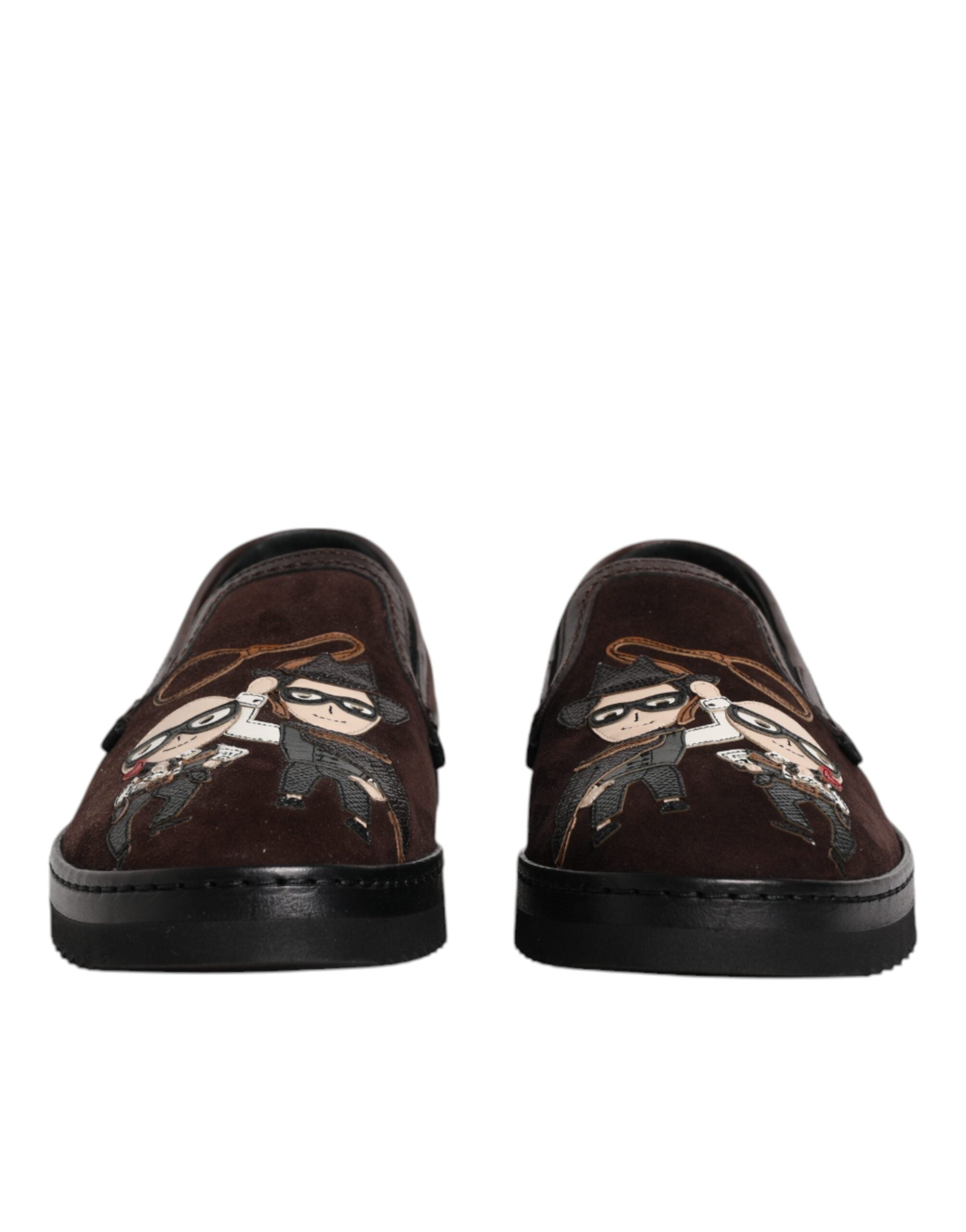 Dolce & Gabbana Pantofi sport fără slip din piele întoarsă maro DG Family