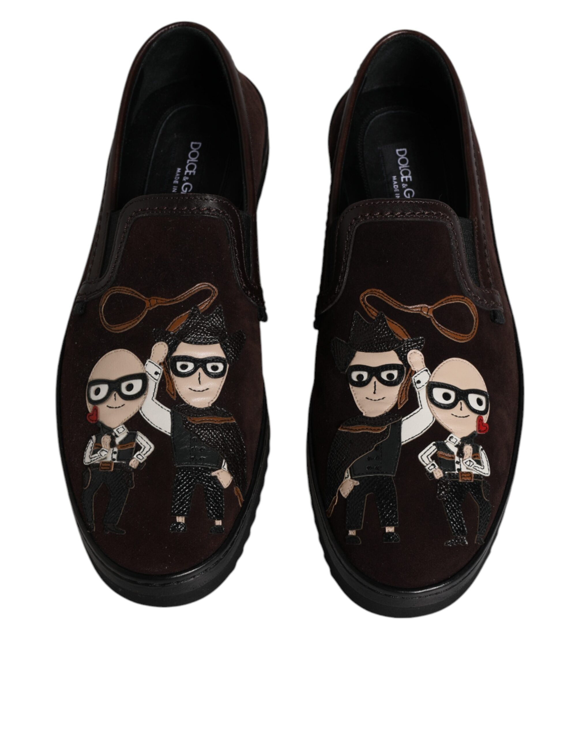 Dolce & Gabbana Pantofi sport fără slip din piele întoarsă maro DG Family