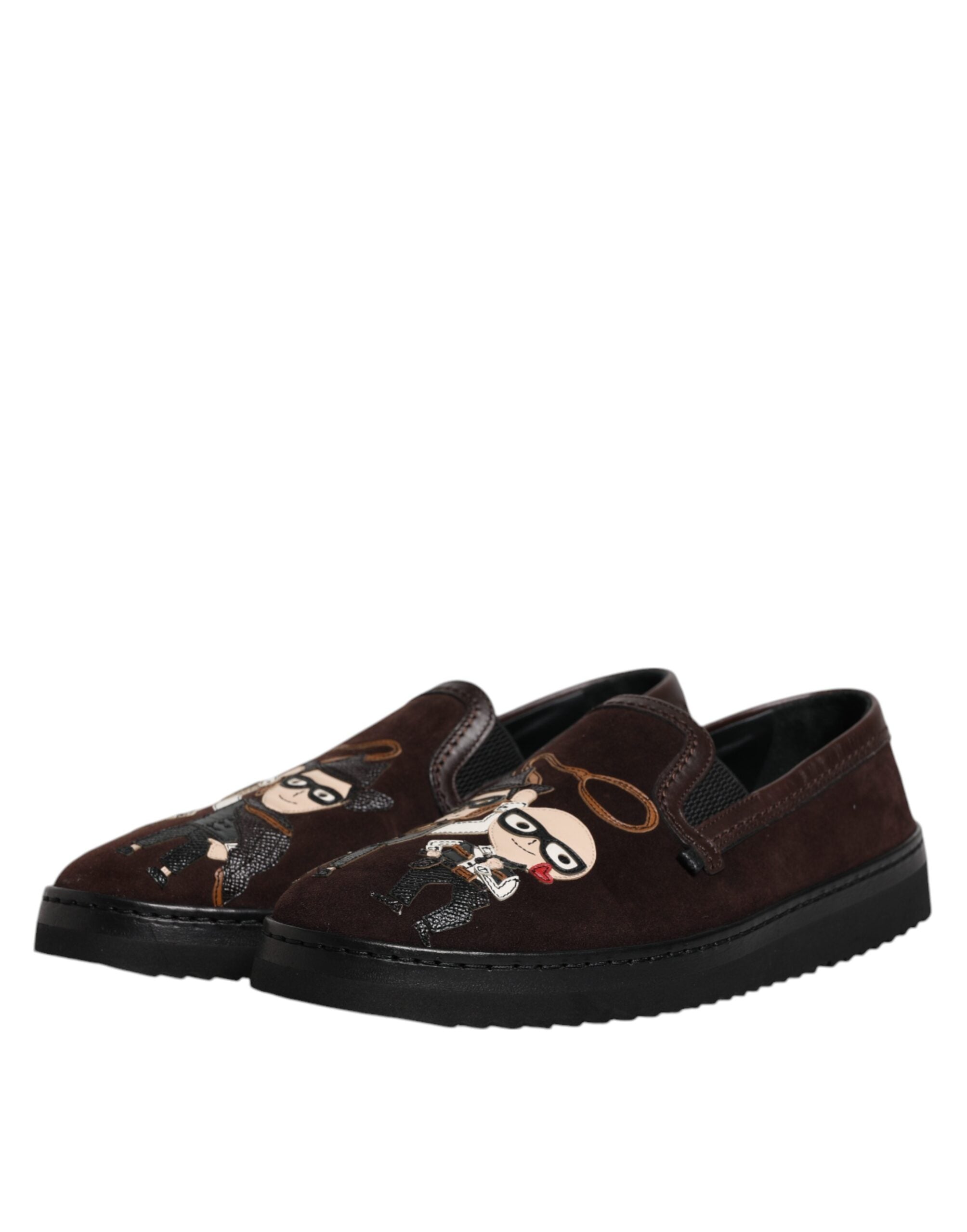 Dolce & Gabbana Pantofi sport fără slip din piele întoarsă maro DG Family