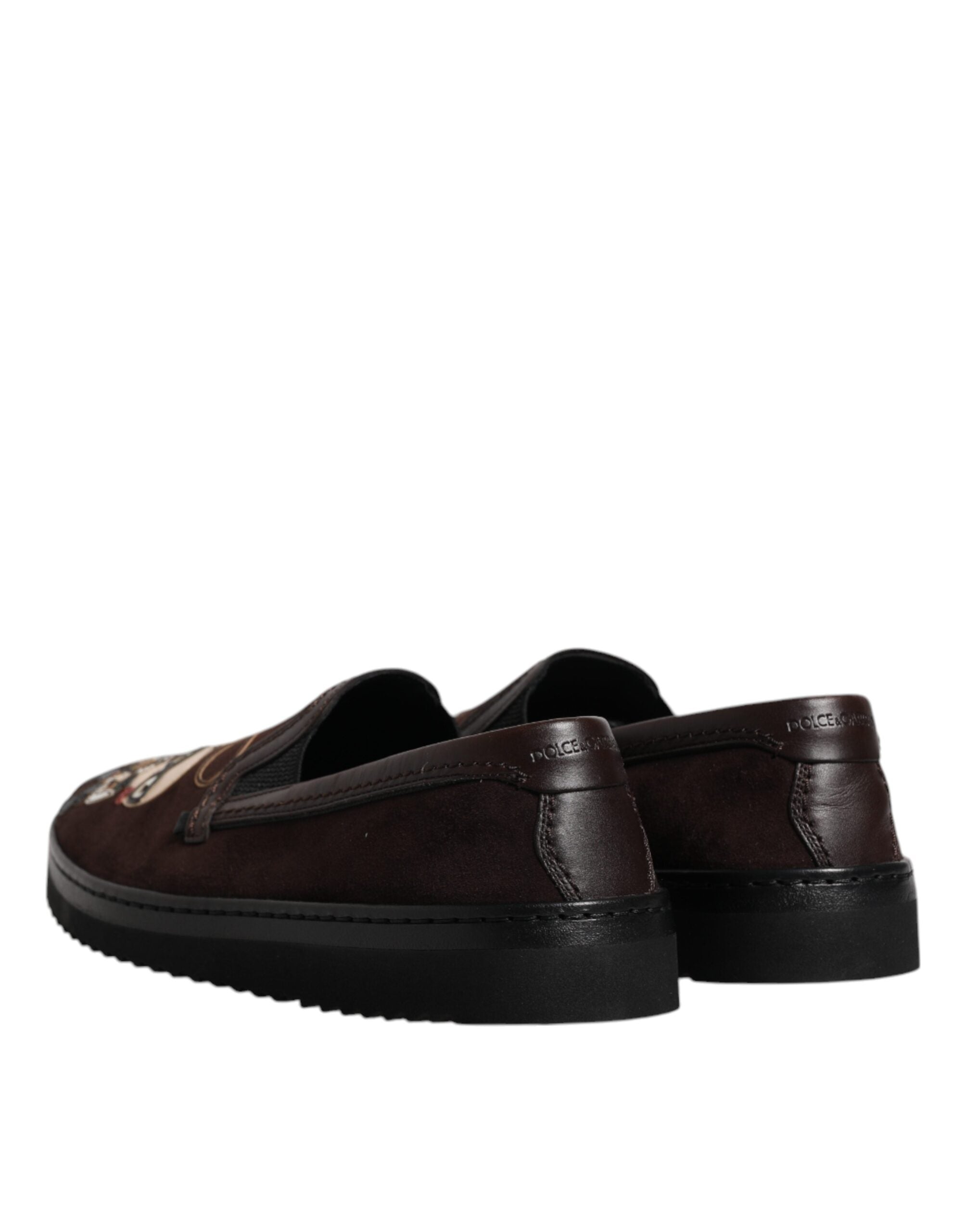 Dolce & Gabbana Pantofi sport fără slip din piele întoarsă maro DG Family