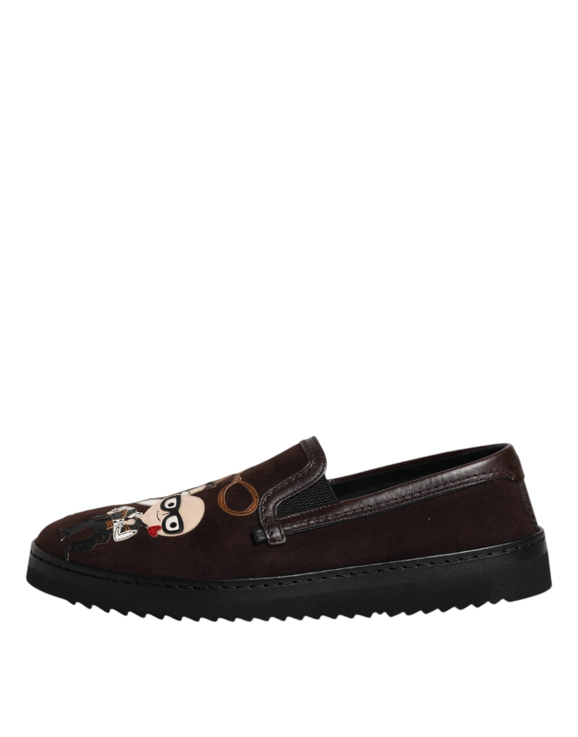 Dolce & Gabbana Pantofi sport fără slip din piele întoarsă maro DG Family