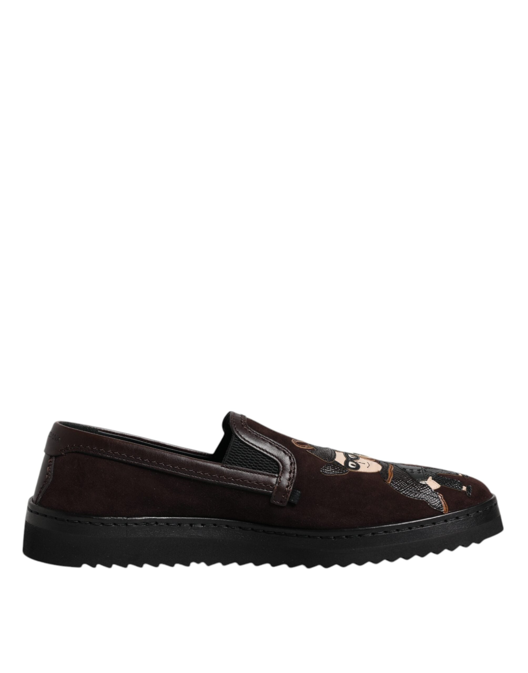 Dolce & Gabbana Pantofi sport fără slip din piele întoarsă maro DG Family