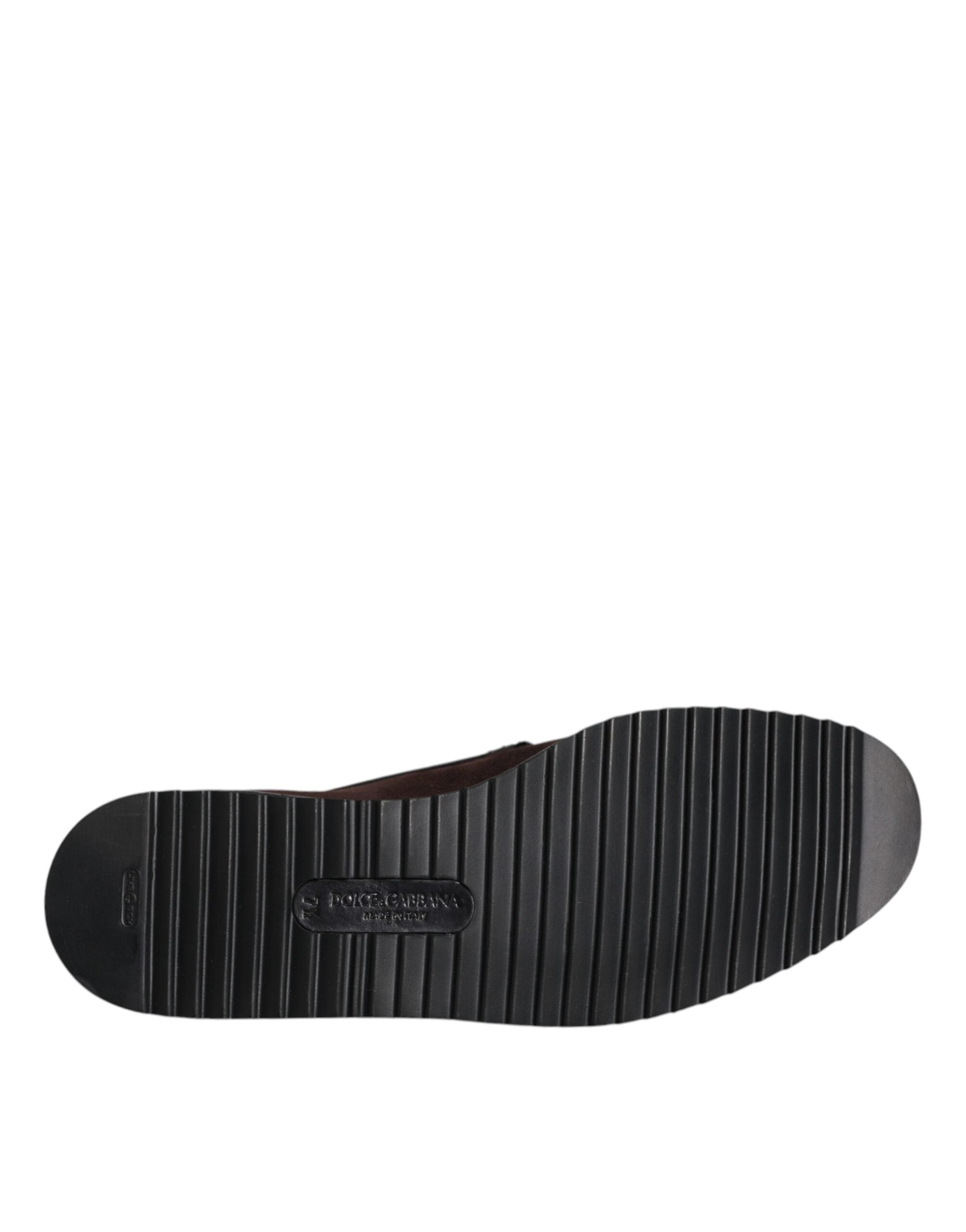 Dolce & Gabbana Pantofi sport fără slip din piele întoarsă maro DG Family