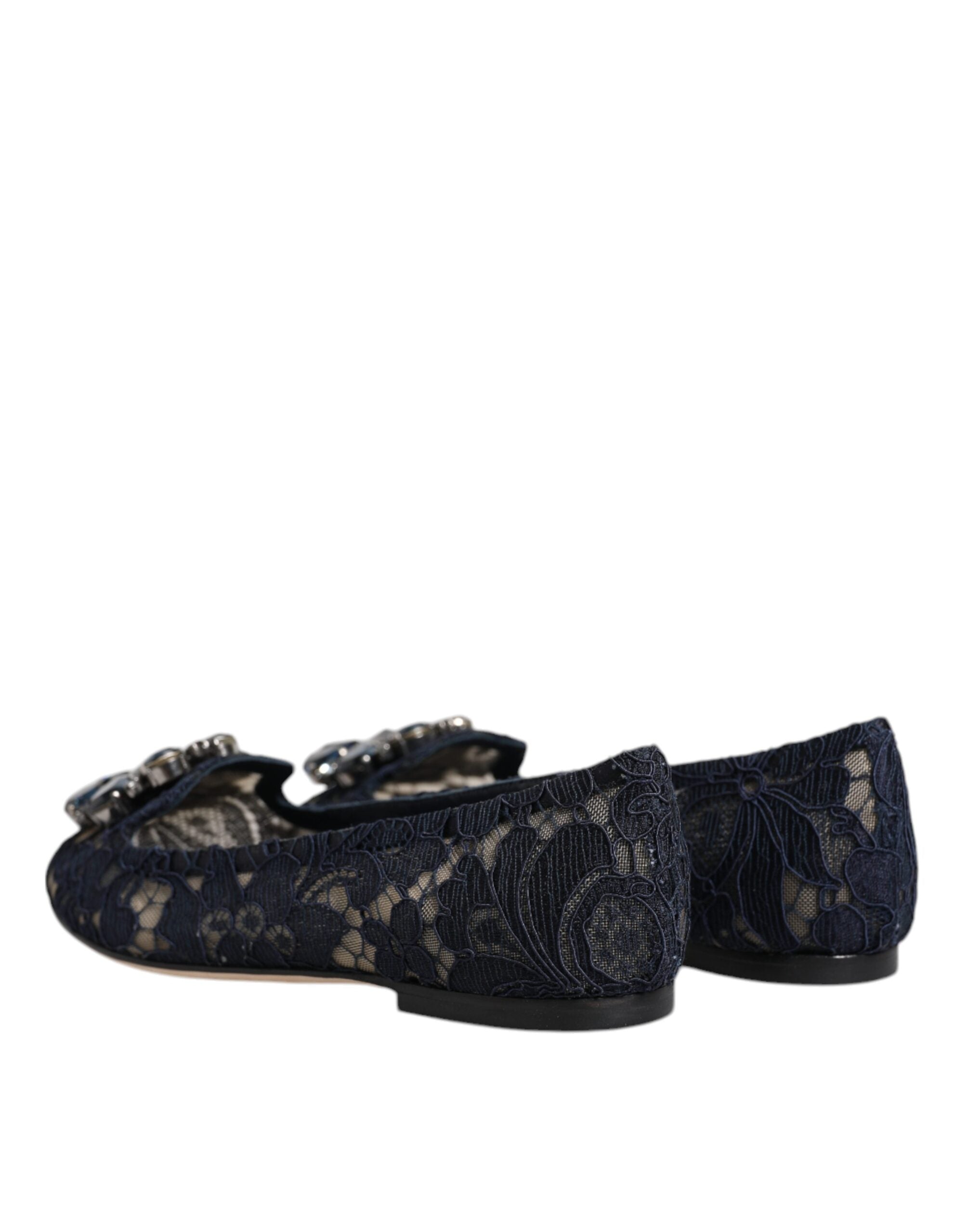 Dolce & Gabbana – Taormina – Flache Schuhe mit Spitzen und Kristallen in Blau
