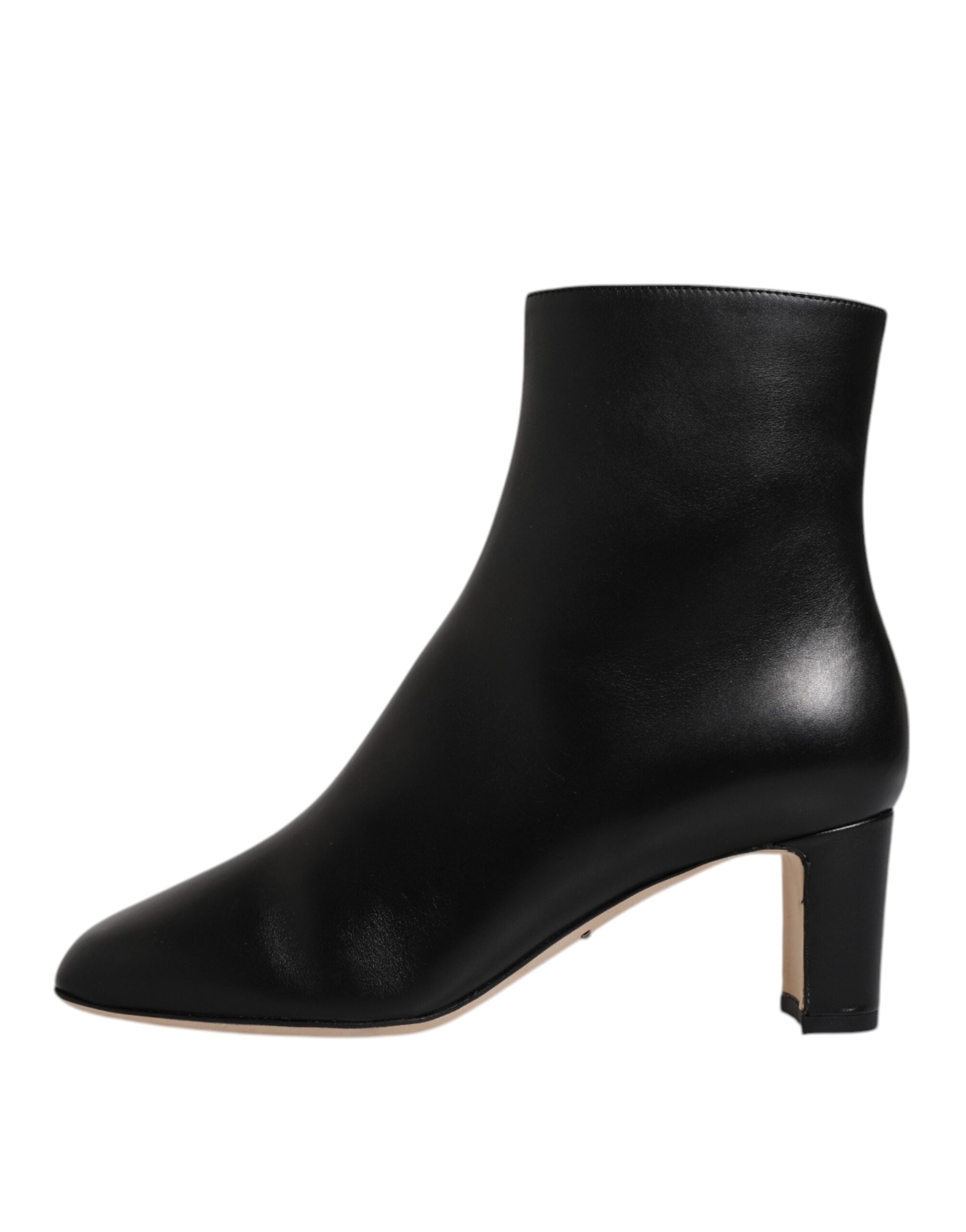 Dolce & Gabbana – Schwarze Jackie-Stiefel aus Leder mit halbhoher Wadenhöhe