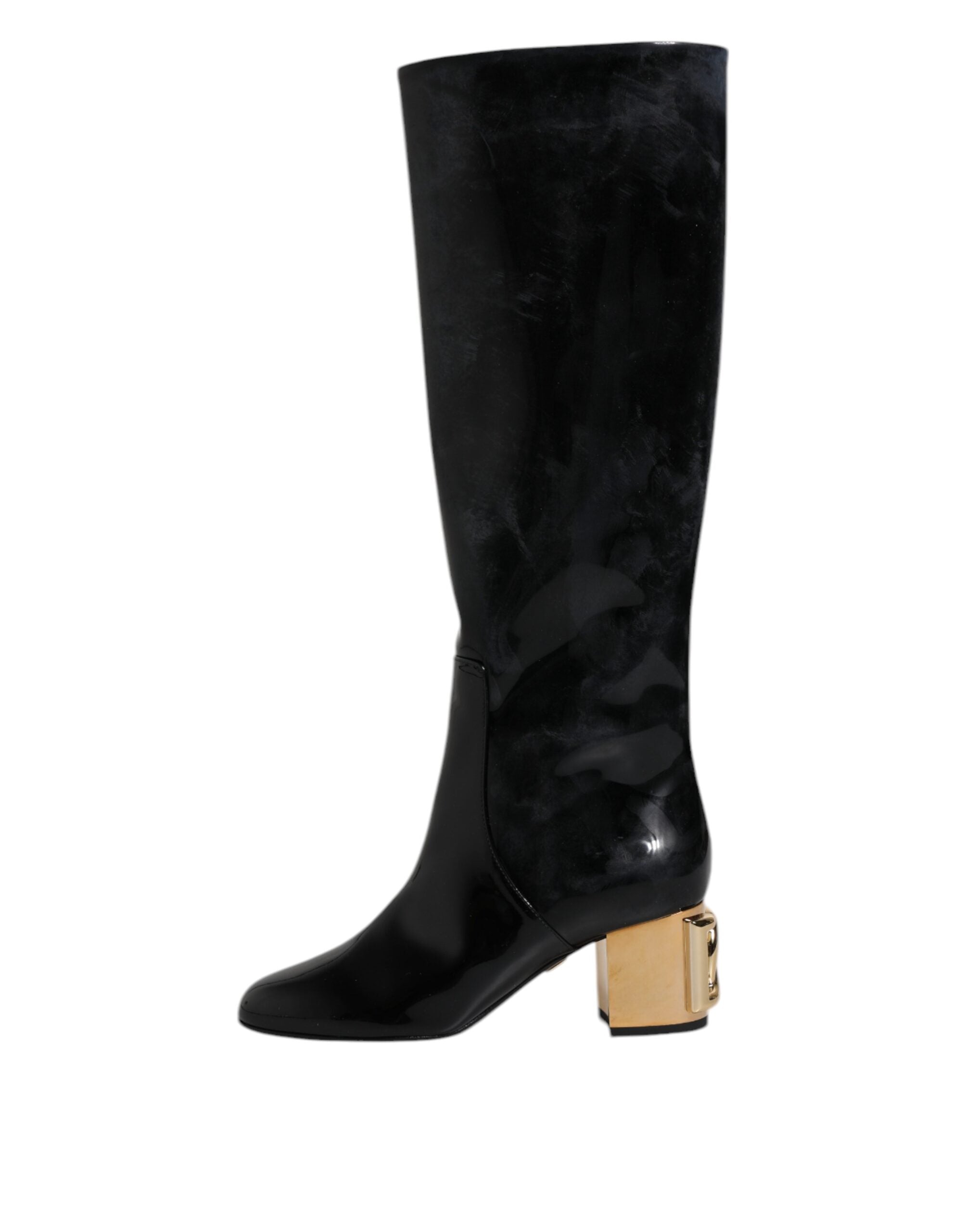 Dolce & Gabbana – Schwarze Vally High-Stiefel aus Lackleder