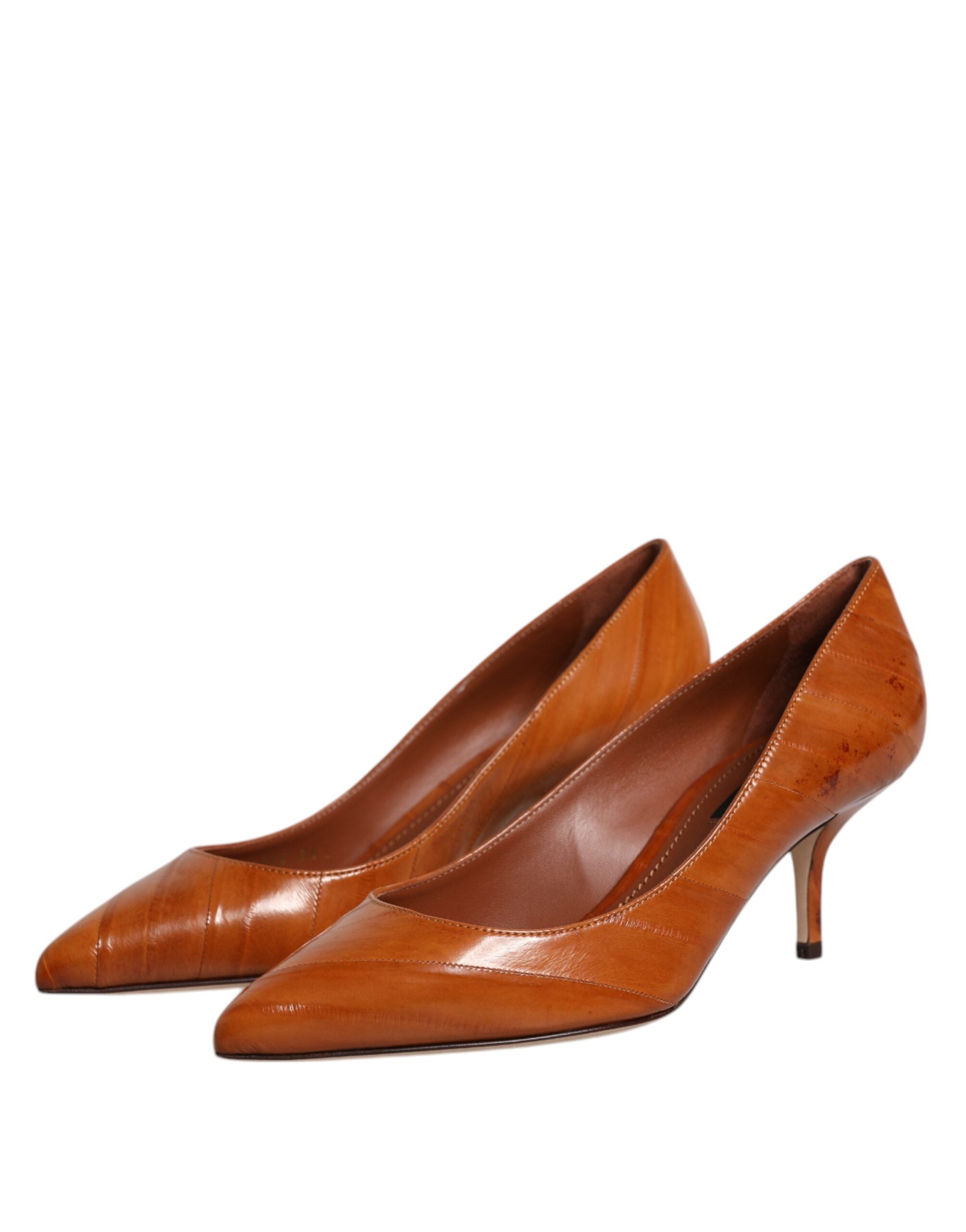 Dolce & Gabbana – Pumps aus braunem Leder mit Kitten Heels