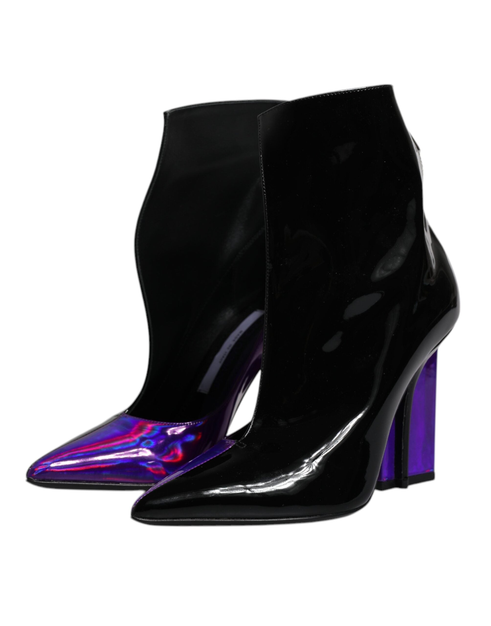 Dolce & Gabbana Lila Schwarze spitze Stiefeletten