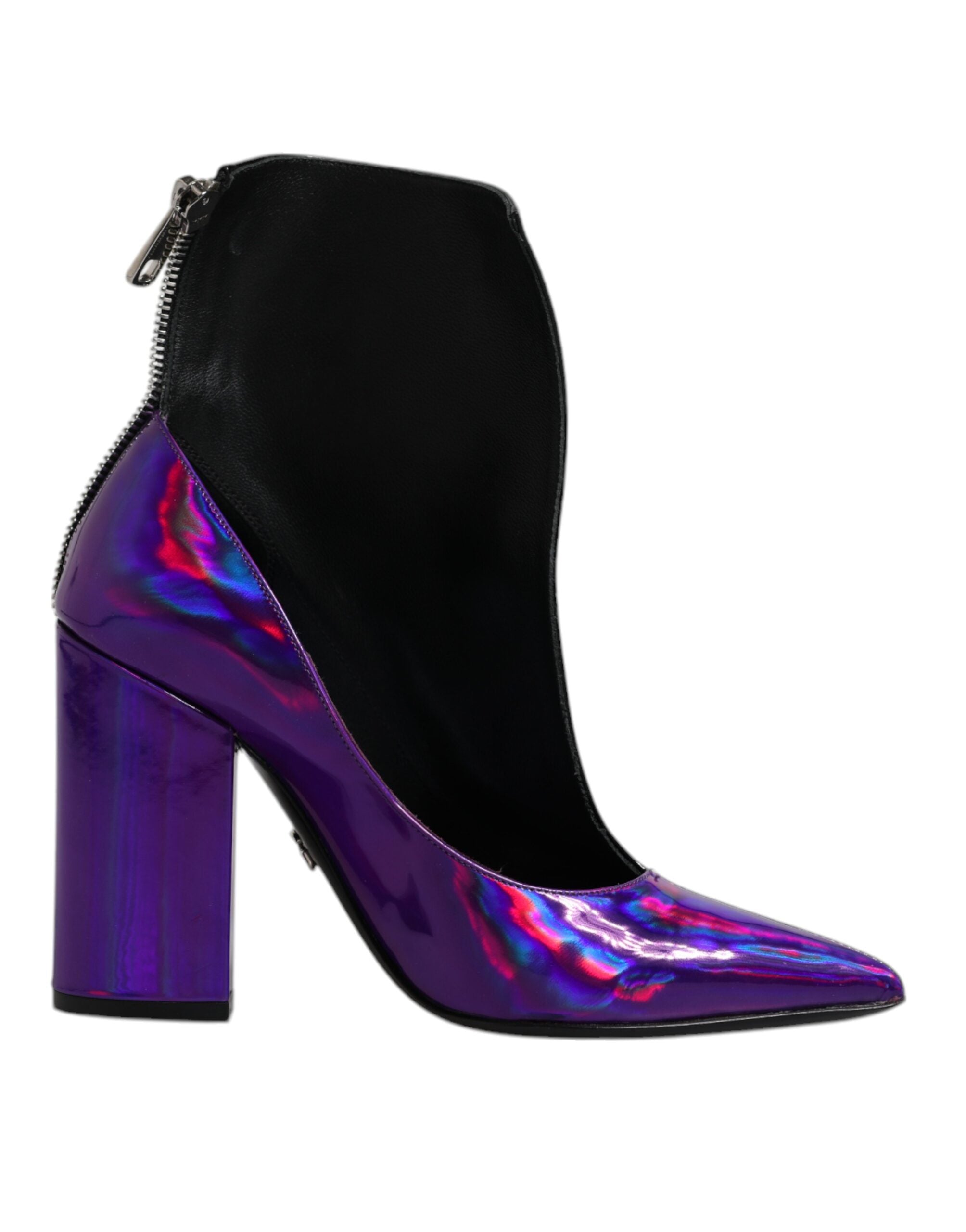 Dolce & Gabbana Lila Schwarze spitze Stiefeletten