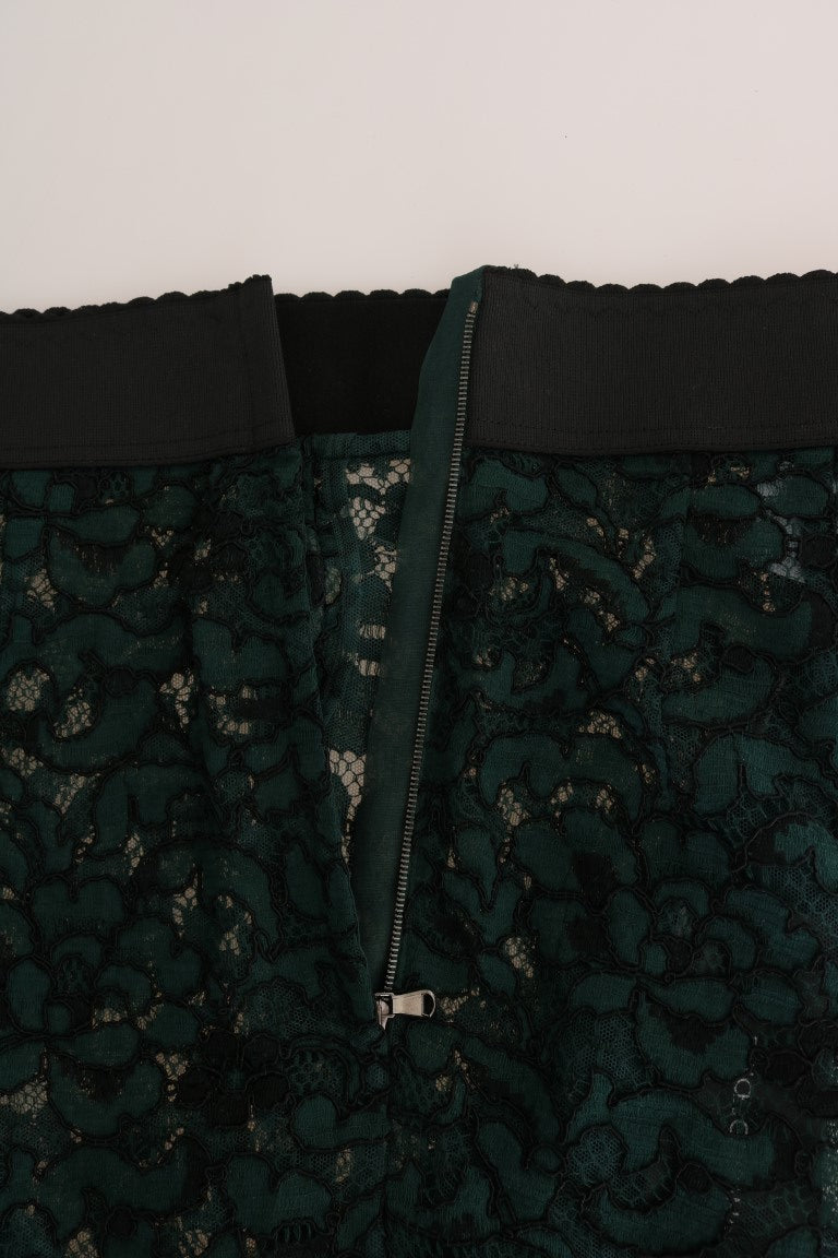 Dolce & Gabbana – Schmal geschnittene Hose mit Blumenspitze und hoher Taille