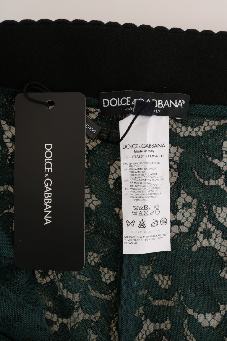 Dolce & Gabbana – Schmal geschnittene Hose mit Blumenspitze und hoher Taille