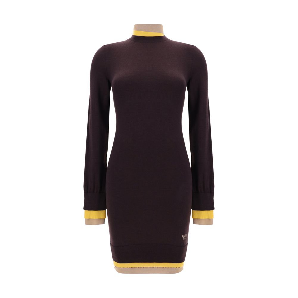 Rochie mini cu guler înalt Fendi