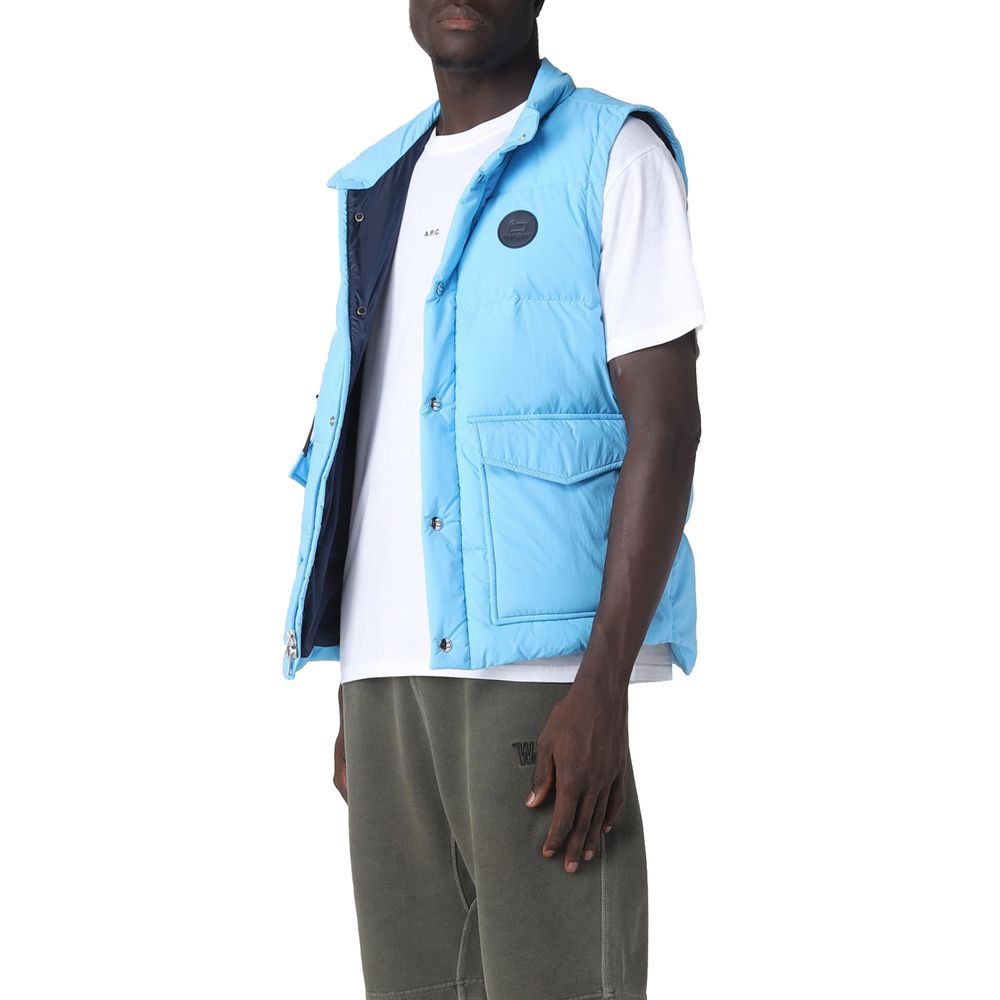 Vestă Woolrich albastru deschis din poliester pentru bărbați