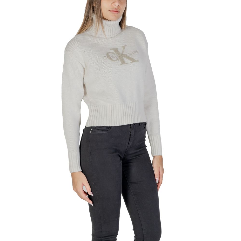 Calvin Klein Jeans – Cremefarbener Baumwollpullover