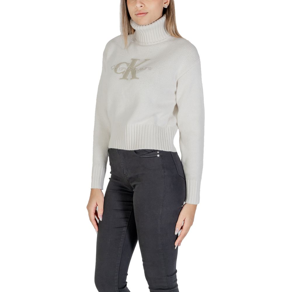 Calvin Klein Jeans – Cremefarbener Baumwollpullover