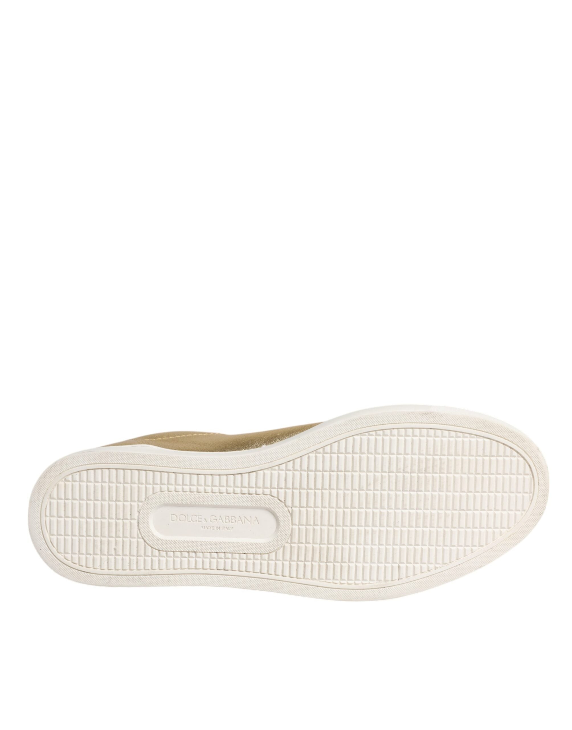 Pantofi sport Dolce & Gabbana din piele aurie cu logo London pentru bărbați